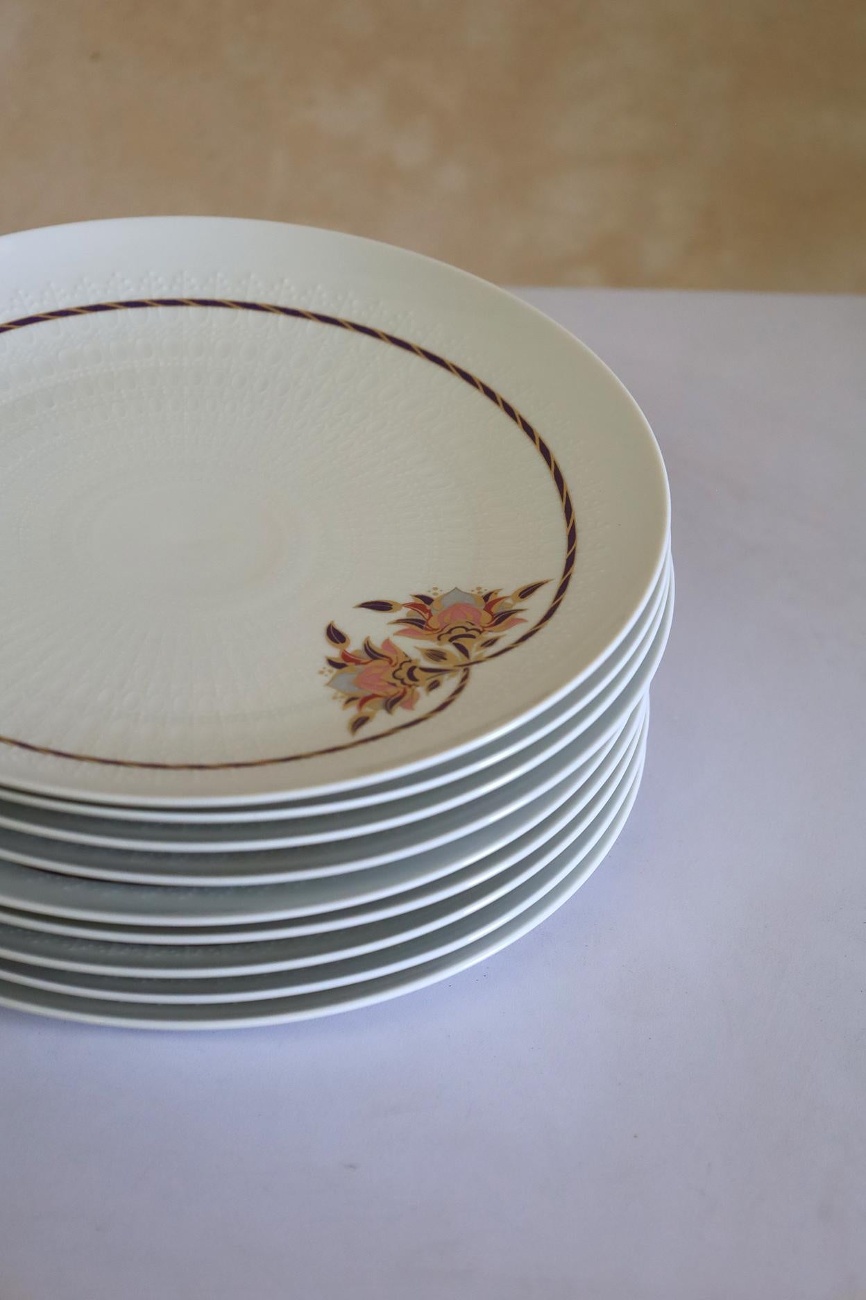 Set of 9 Vintage Dinner Plates Rosenthal Classic Ros In Good Condition For Sale In Mérida, YU