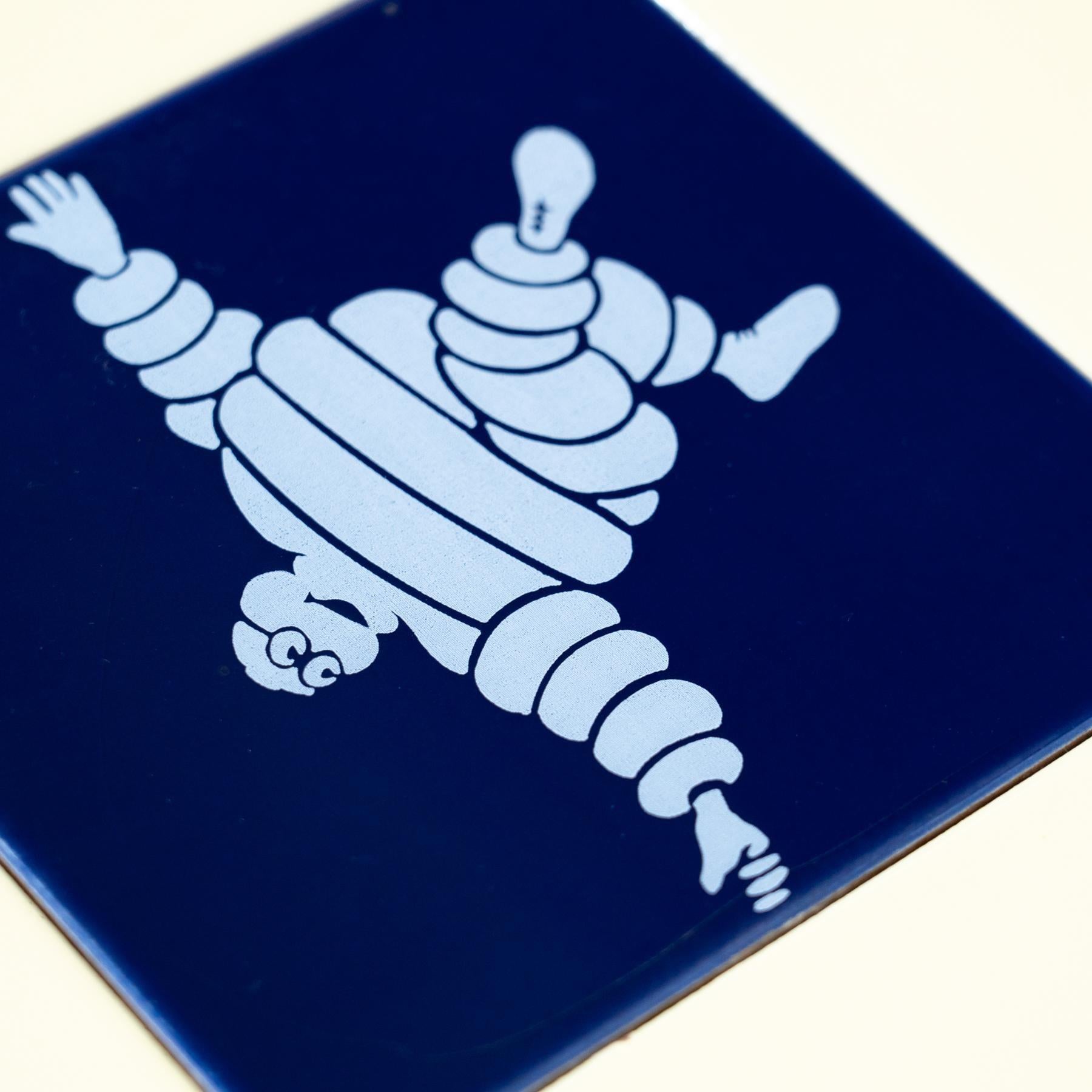 Set of 9 Vintage Michelin Man Tiles, circa 1960 For Sale 4