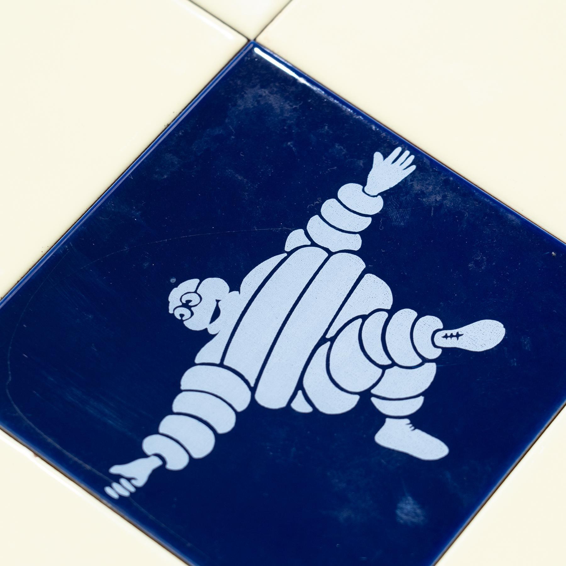 Set of 9 Vintage Michelin Man Tiles, circa 1960 For Sale 5