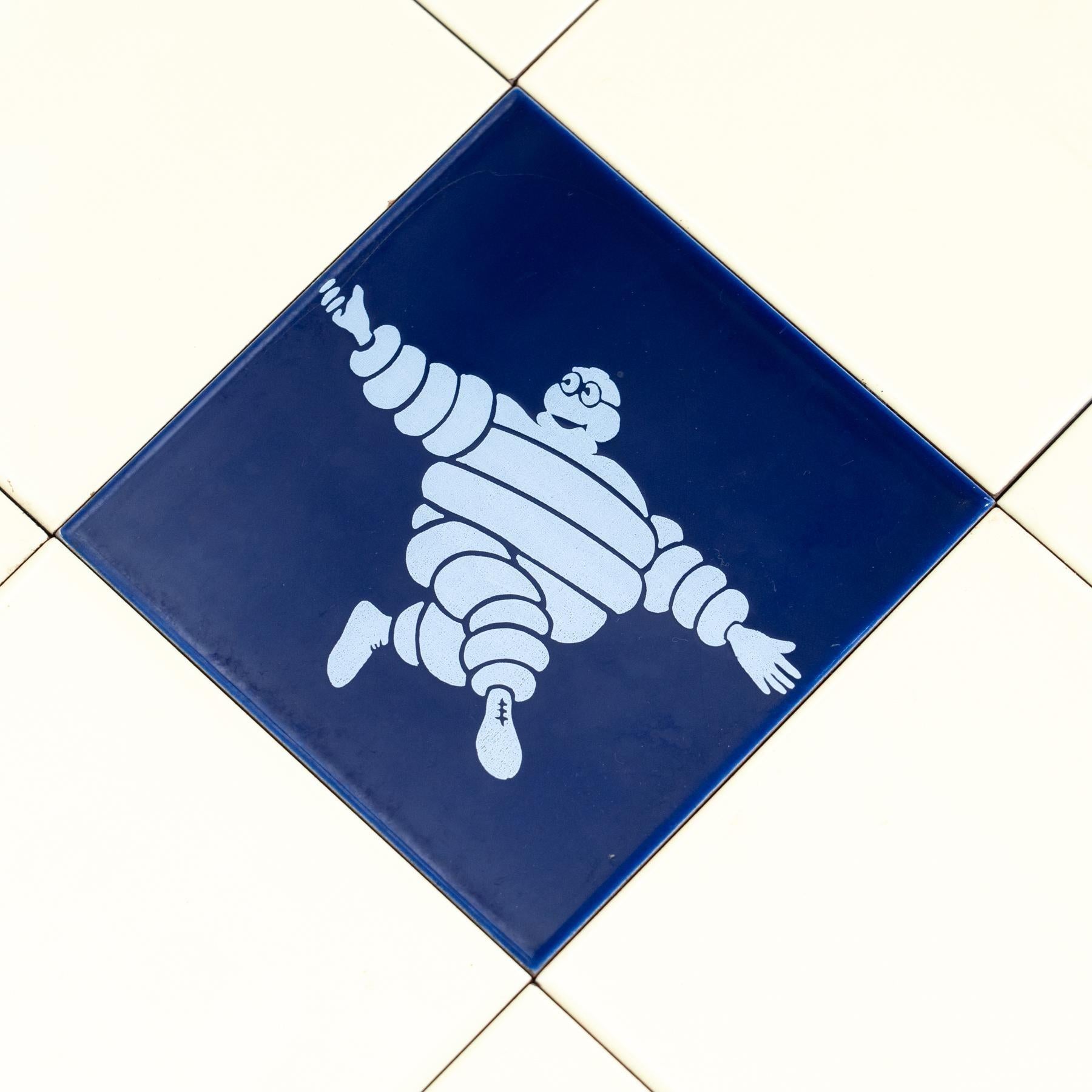 Set of 9 Vintage Michelin Man Tiles, circa 1960 In Good Condition For Sale In Barcelona, ES