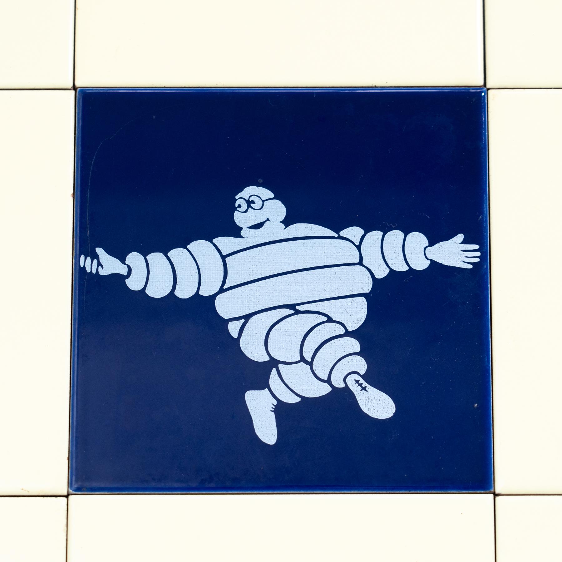 Set of 9 Vintage Michelin Man Tiles, circa 1960 2