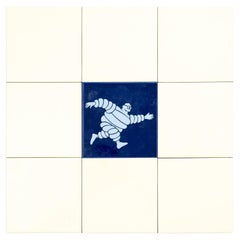 Set of 9 Retro Michelin Man Tiles, circa 1960