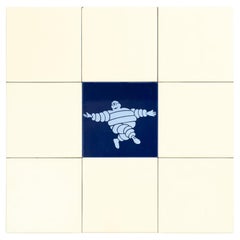 Set of 9 Used Michelin Man Tiles, circa 1960