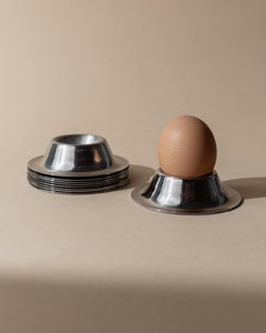 Set of 9 Vintage Stainless Steel Egg Cups with Timeless Minimal Design, 1970s