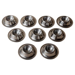 Set of 9 Vintage Stainless Steel Egg Cups with Timeless Minimal Design, 1970s