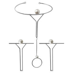 Set of 925 Silver Bracelet Chain with Pair of Silver Earrings with Natural Pearl