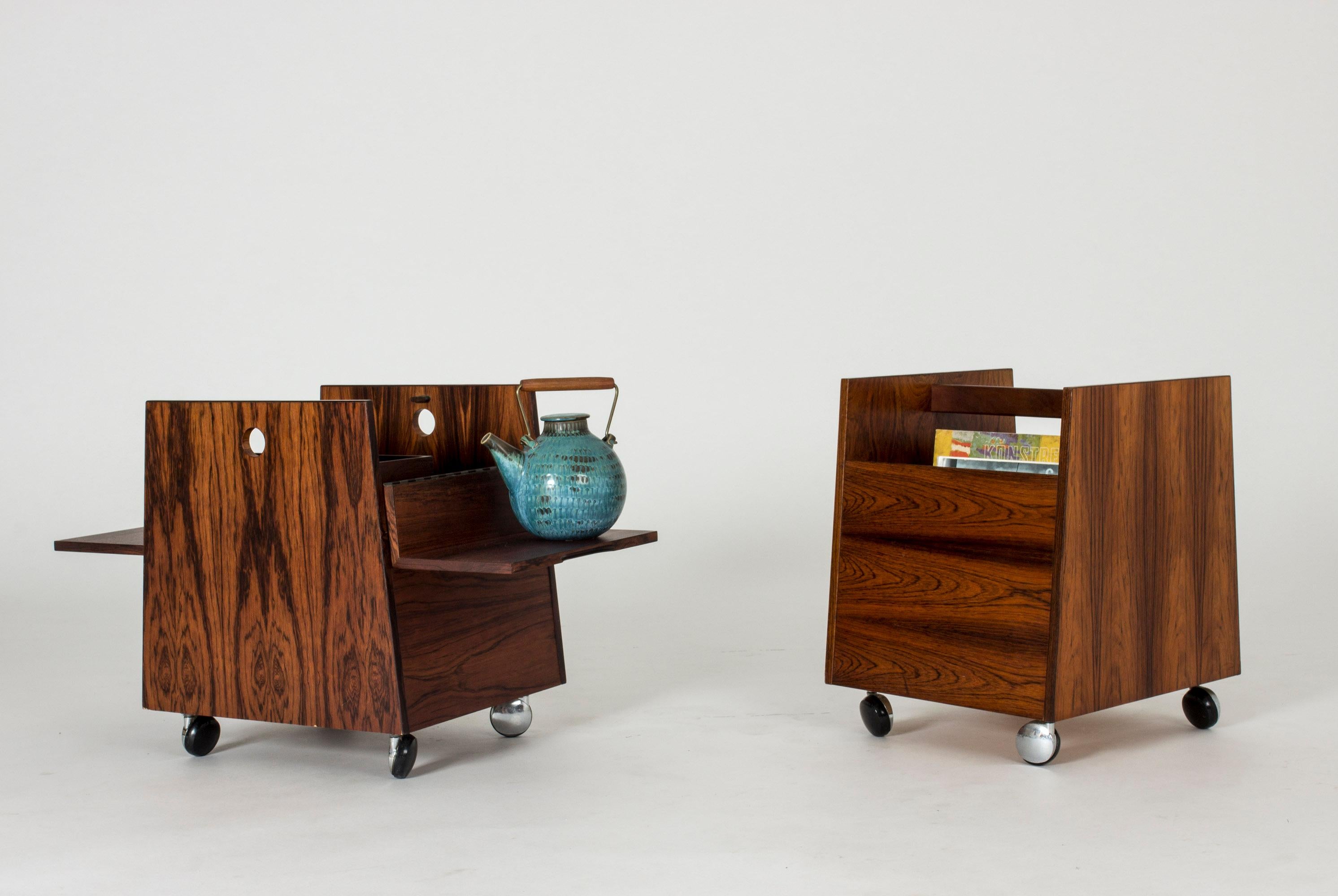 Mid-20th Century Set of a Bar Trolley and a Magazine Stand by Rolf Hesland