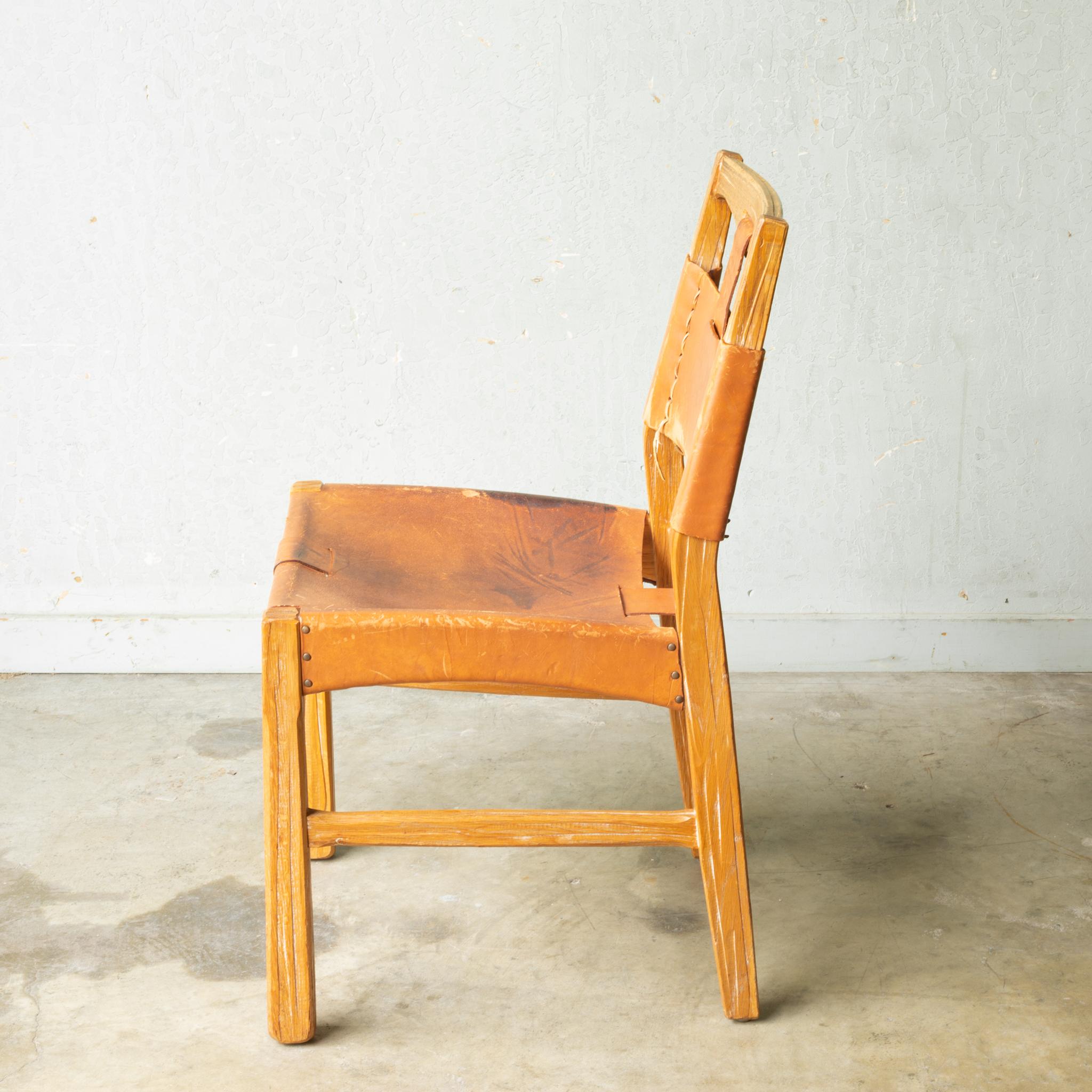 Set of A. Brandt Custom Leather Dining Chairs, circa 1940-1950 1