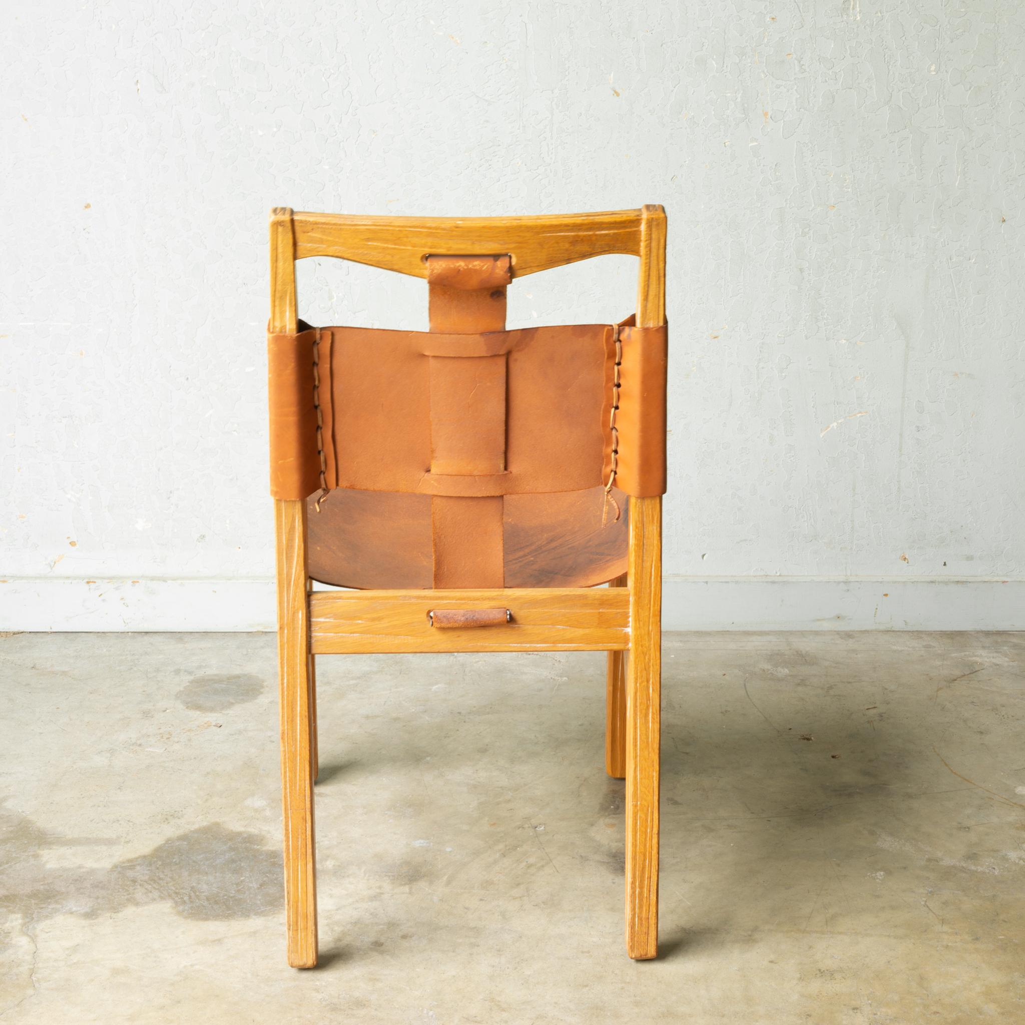 Set of A. Brandt Custom Leather Dining Chairs, circa 1940-1950-Two Available 3