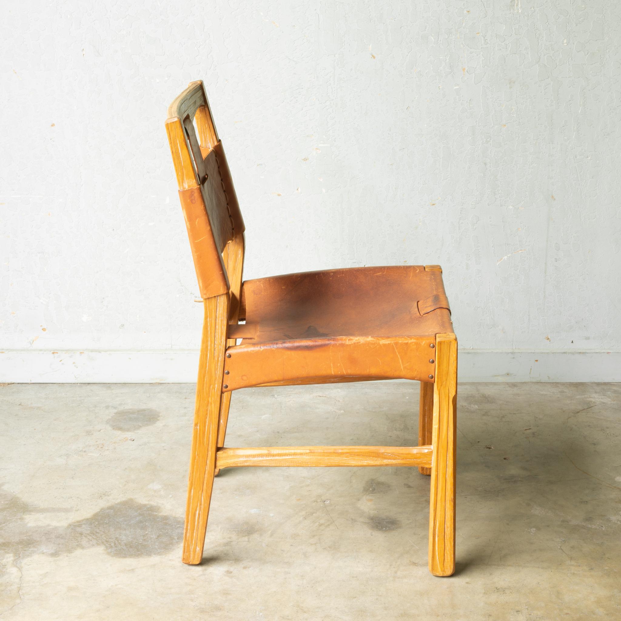 Set of A. Brandt Custom Leather Dining Chairs, circa 1940-1950-Two Available 4