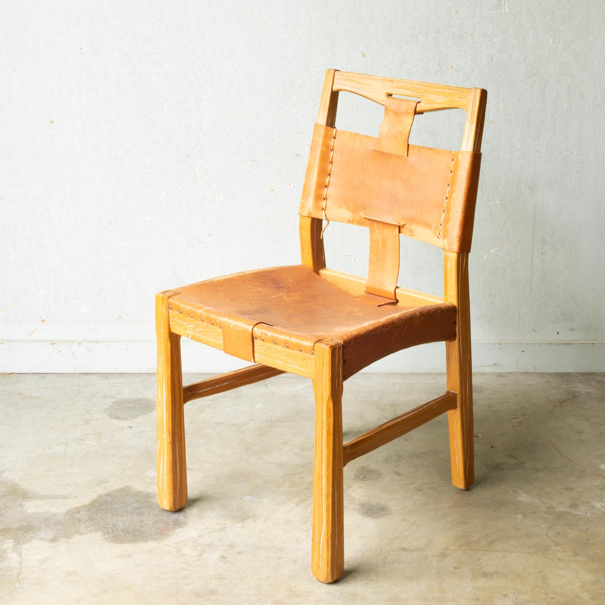Set of A. Brandt Custom Leather Dining Chairs, circa 1940-1950-Two Available 5
