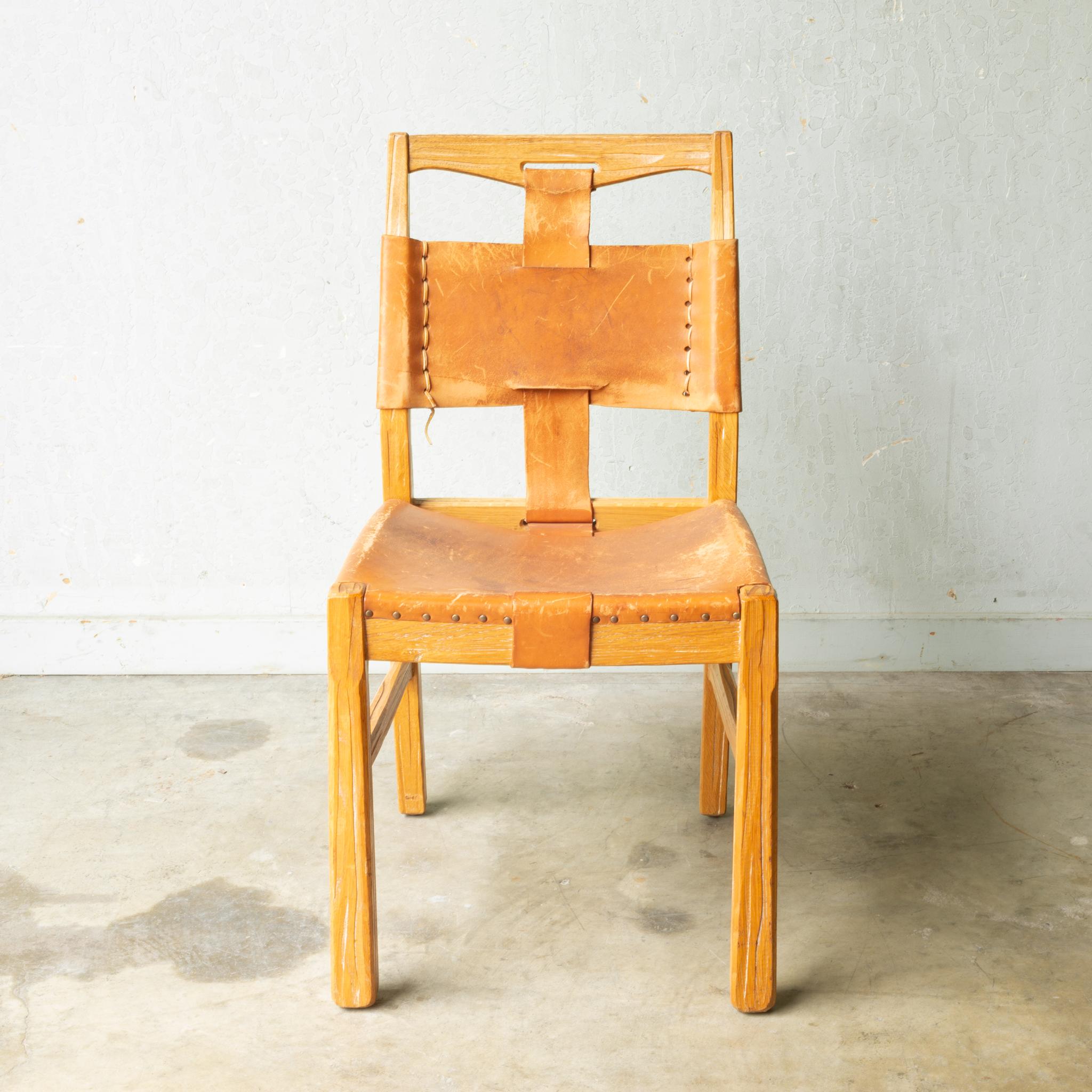 Set of A. Brandt Custom Leather Dining Chairs, circa 1940-1950-Two Available 6