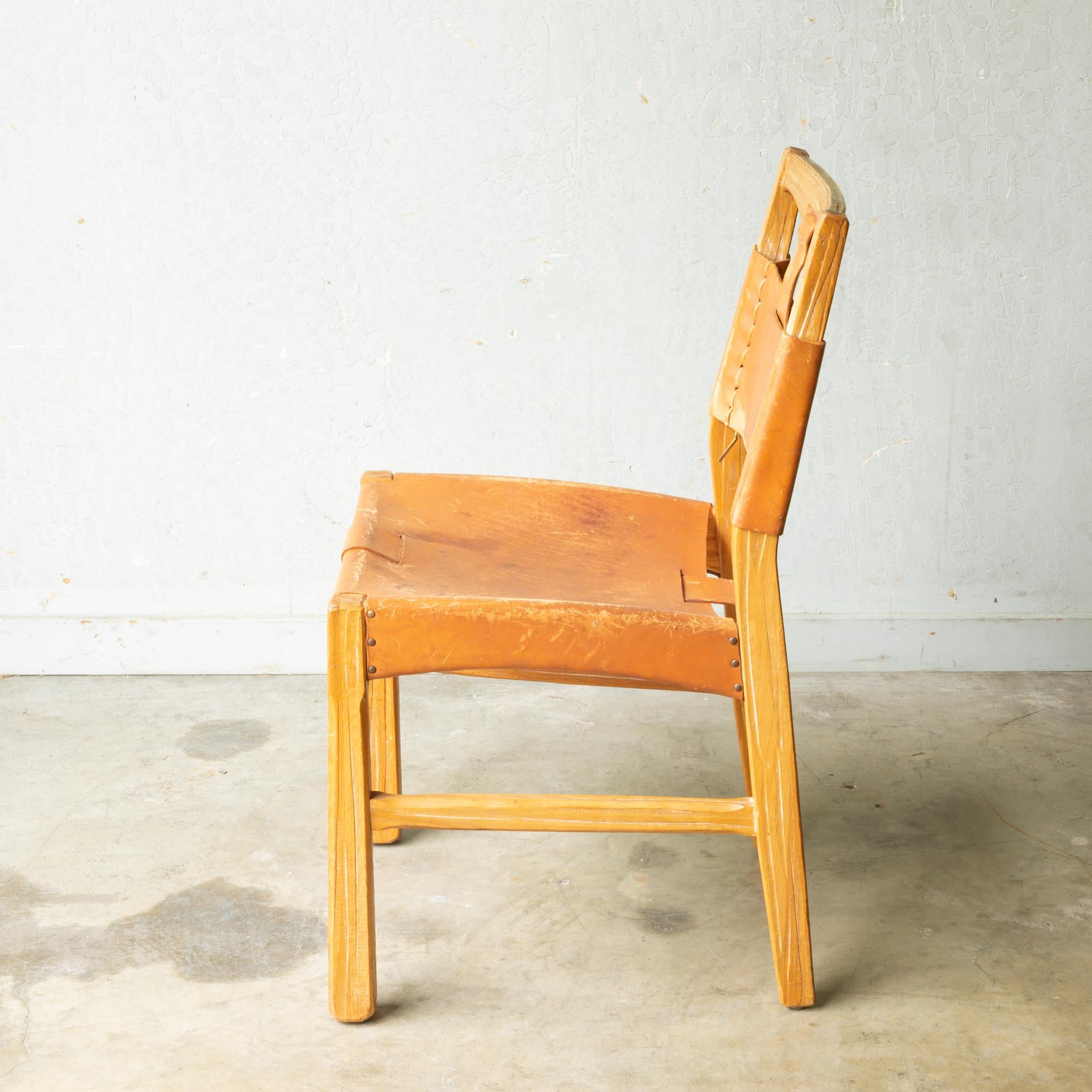 Set of A. Brandt Custom Leather Dining Chairs, circa 1940-1950-Two Available 7
