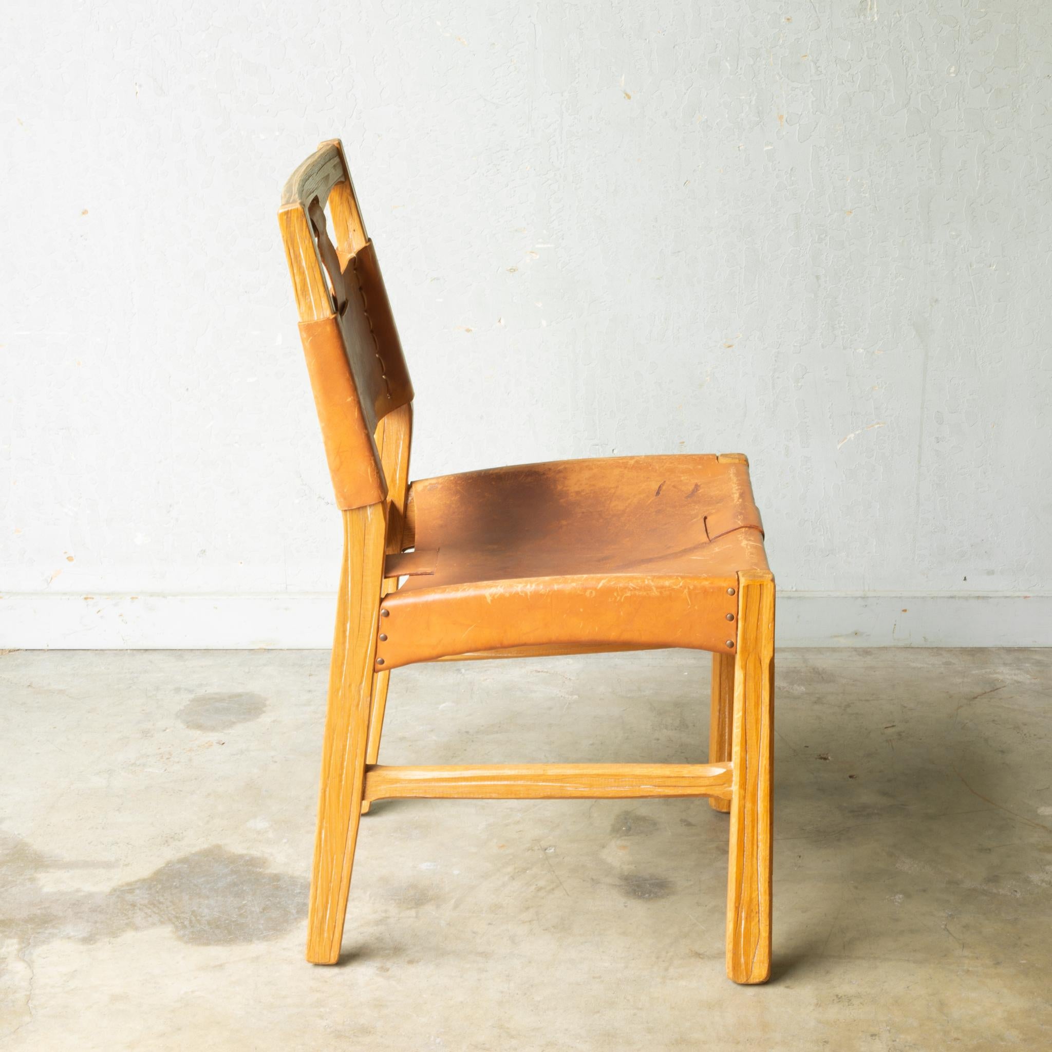 Set of A. Brandt Custom Leather Dining Chairs, circa 1940-1950-Two Available 9