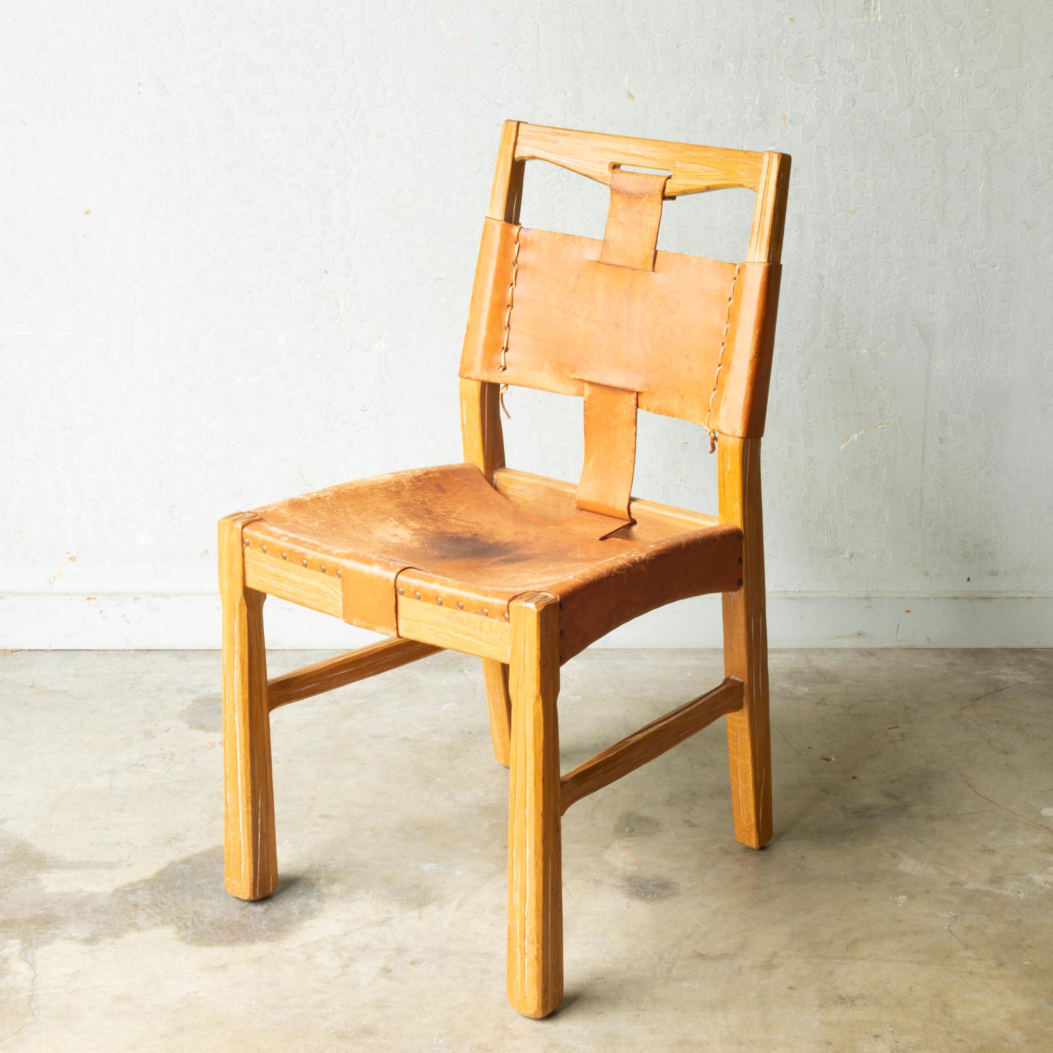 Set of A. Brandt Custom Leather Dining Chairs, circa 1940-1950-Two Available 10