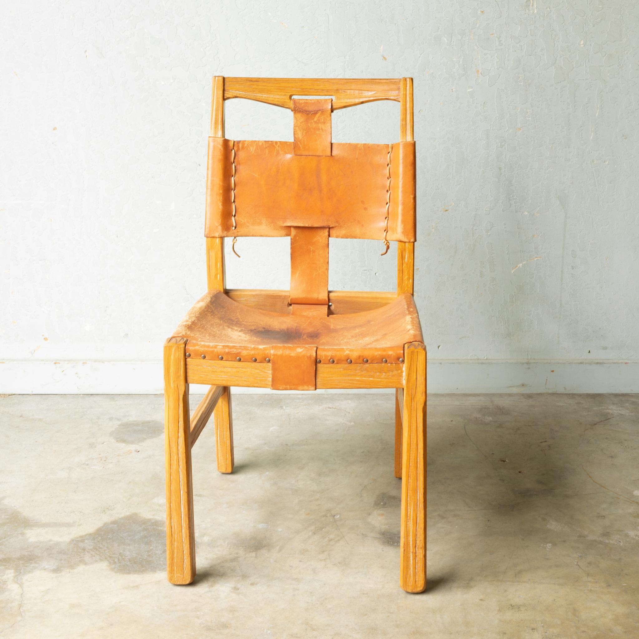 Set of A. Brandt Custom Leather Dining Chairs, circa 1940-1950-Two Available 11