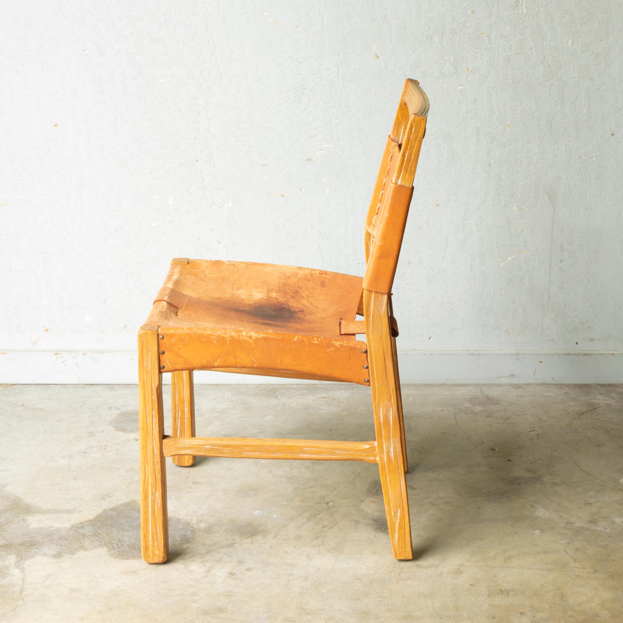 Set of A. Brandt Custom Leather Dining Chairs, circa 1940-1950-Two Available 12