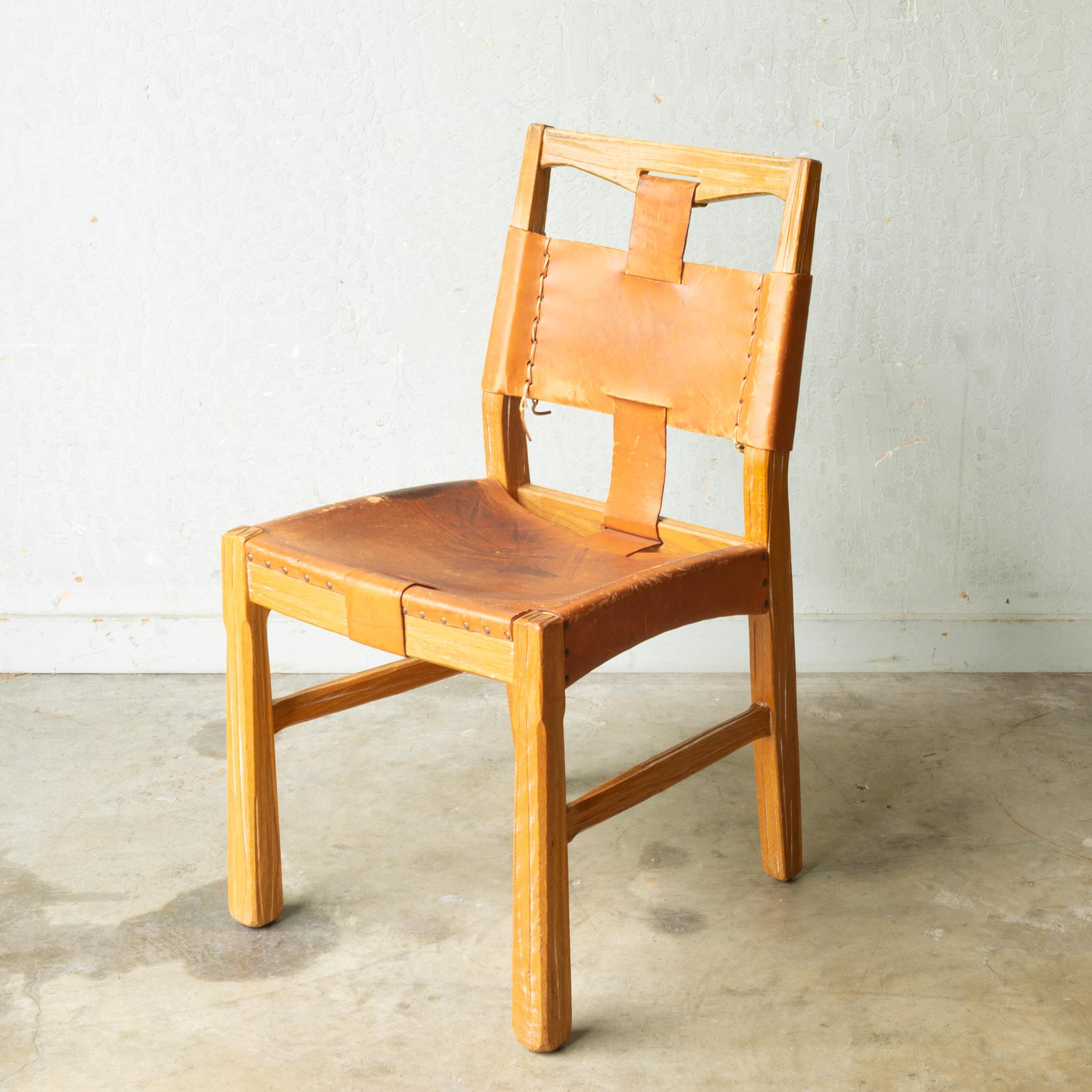 20th Century Set of A. Brandt Custom Leather Dining Chairs, circa 1940-1950-Two Available