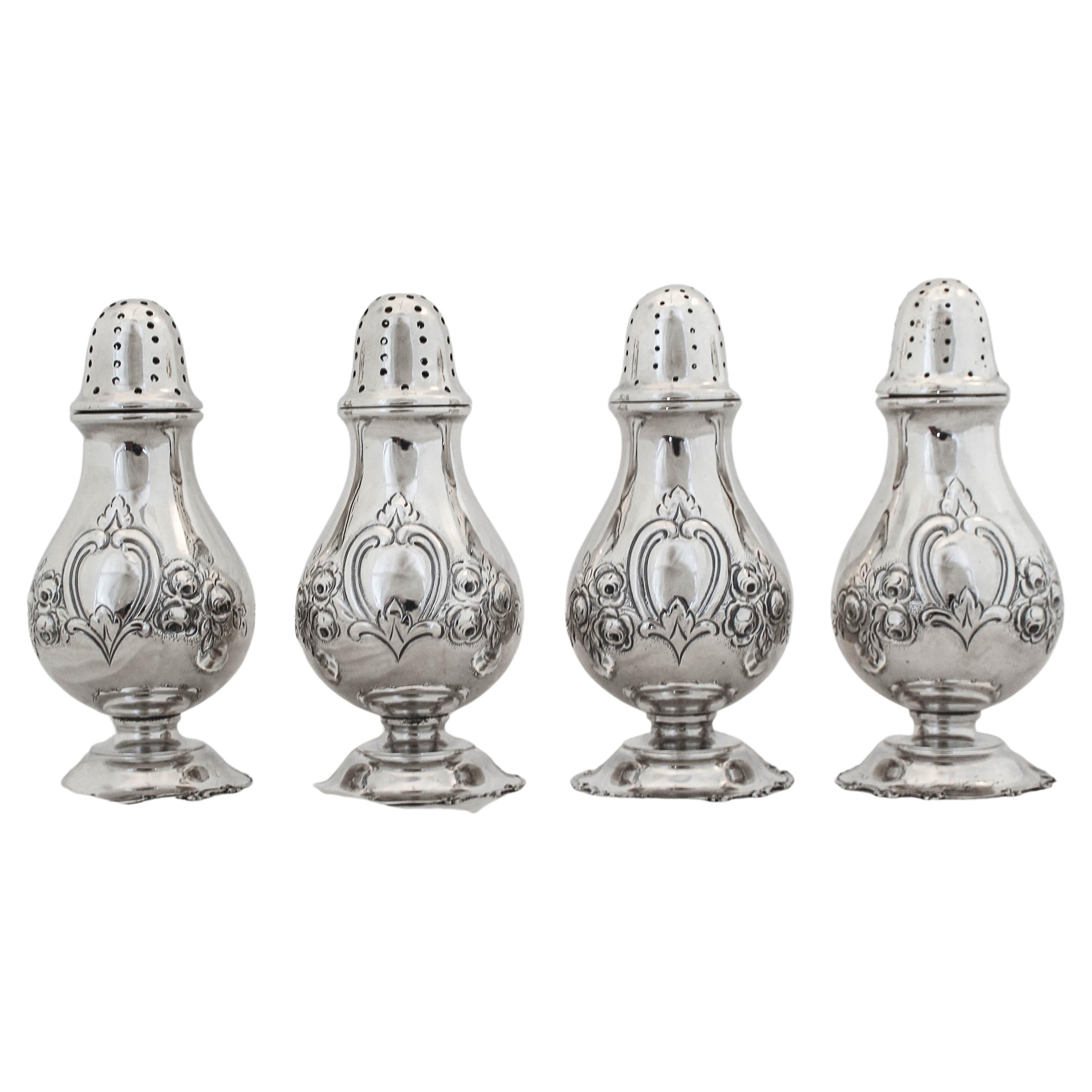 Set of a Four Sterling Salt Shakers For Sale