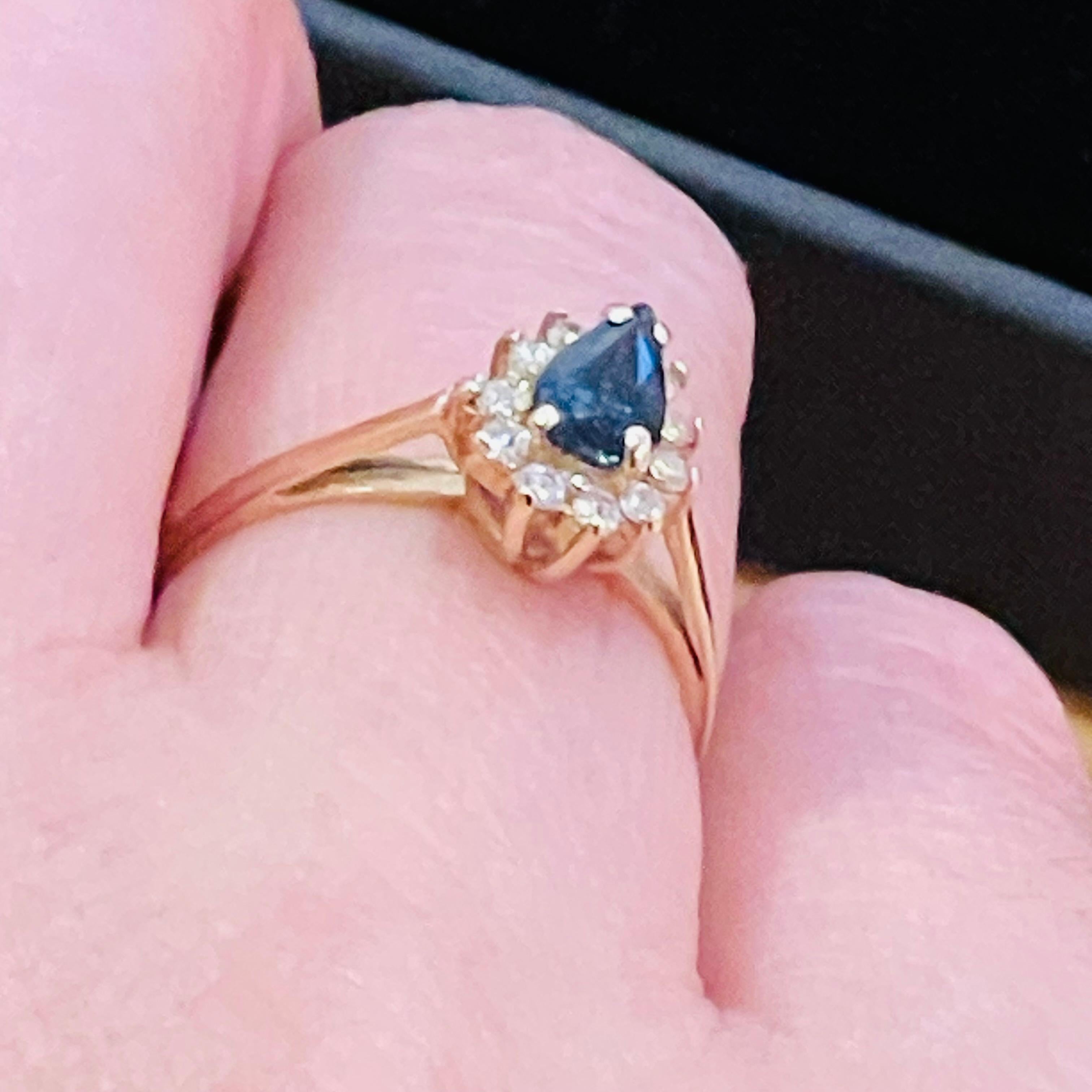 Set of a Sapphire Ring and Pair Earrings, 14k Gold, Diamond For Sale 4