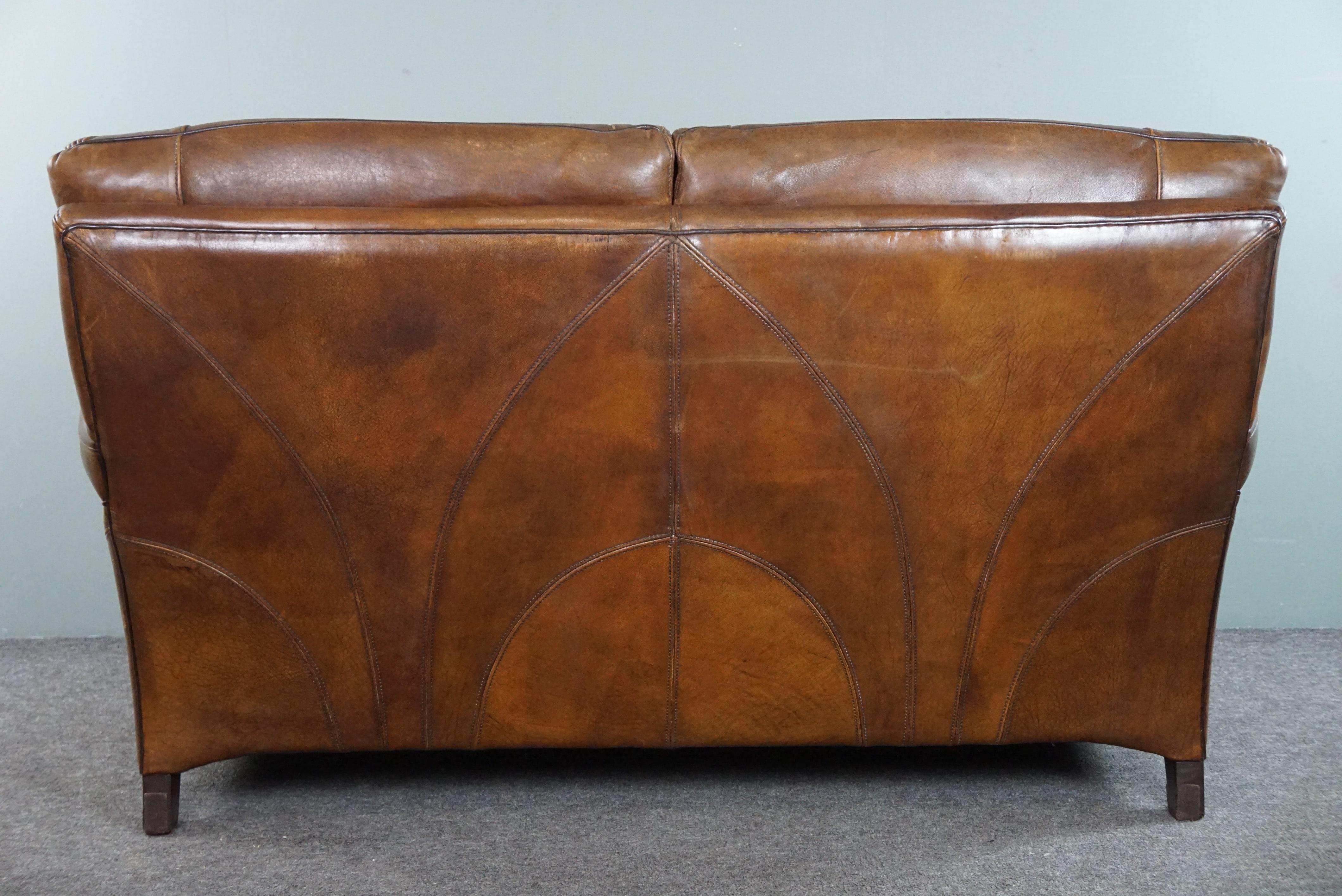 Late 20th Century Set of a sheep leather design sofa and armchair For Sale