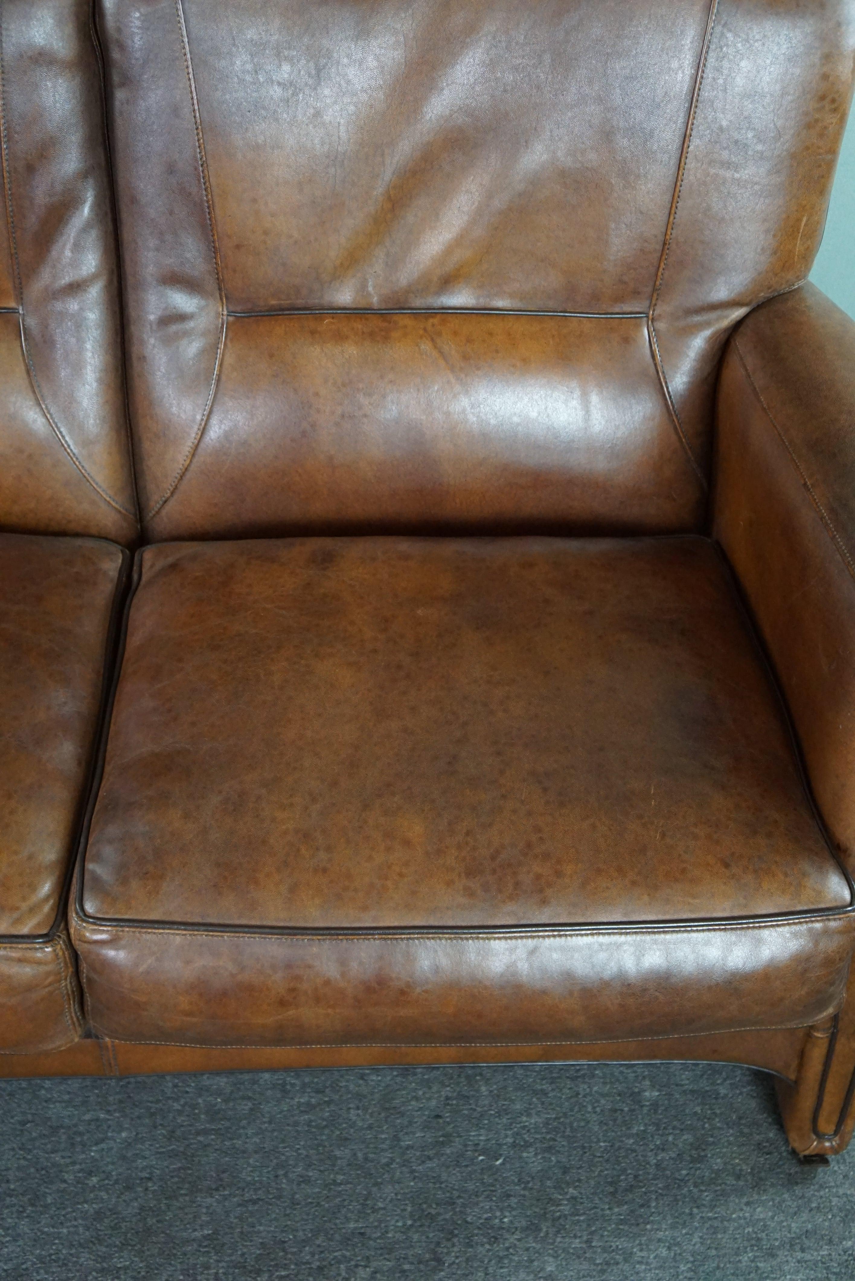 Set of a sheep leather design sofa and armchair For Sale 2