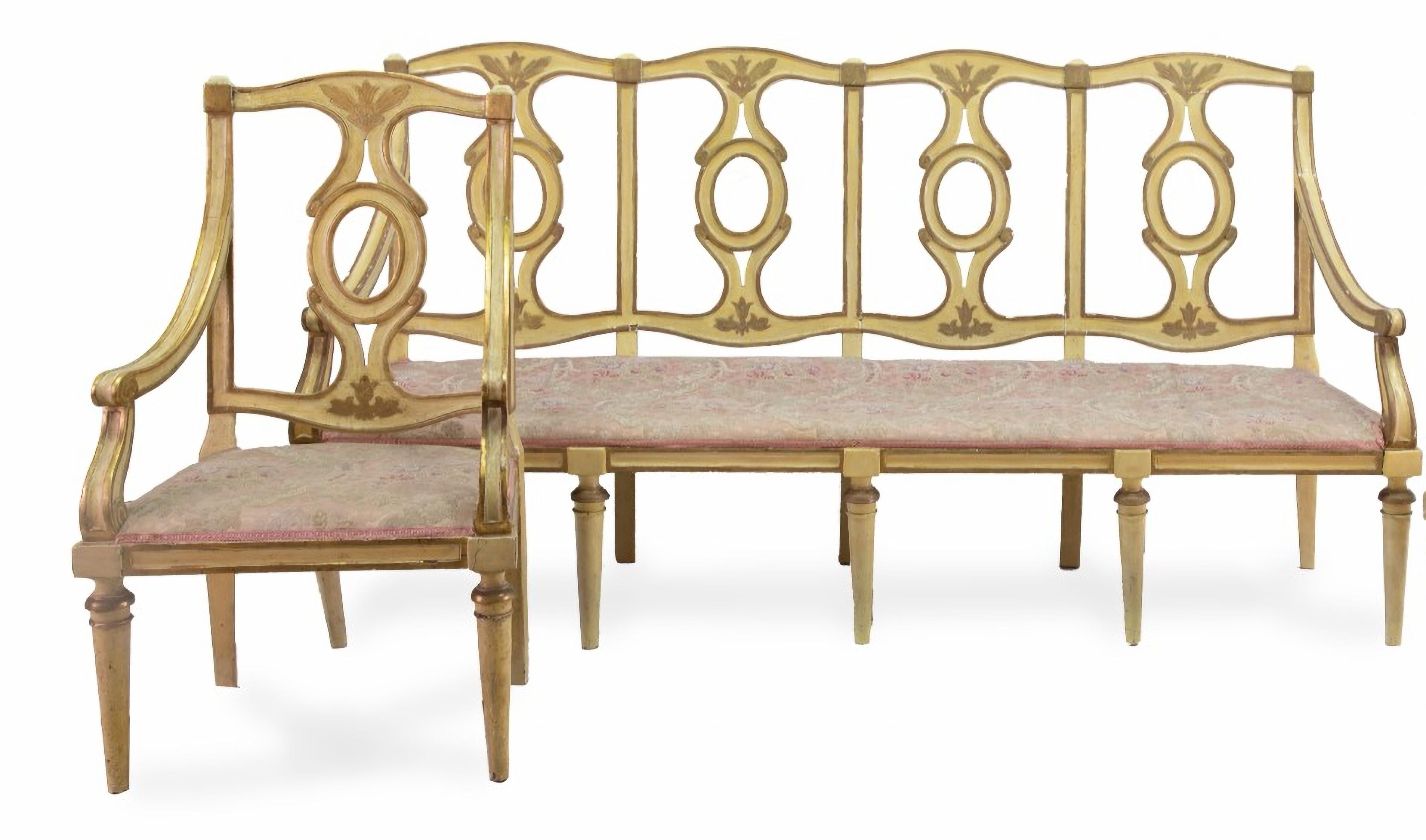 Baroque Set of a Spanish Twelve Carlos IV Chairs and a Canape 18th Century
