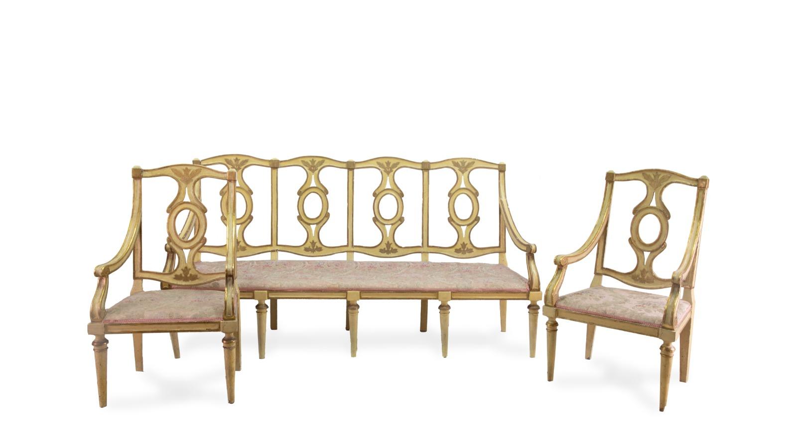 Set of a Spanish Twelve Carlos IV Chairs and a Canape 18th Century In Good Condition In Madrid, ES