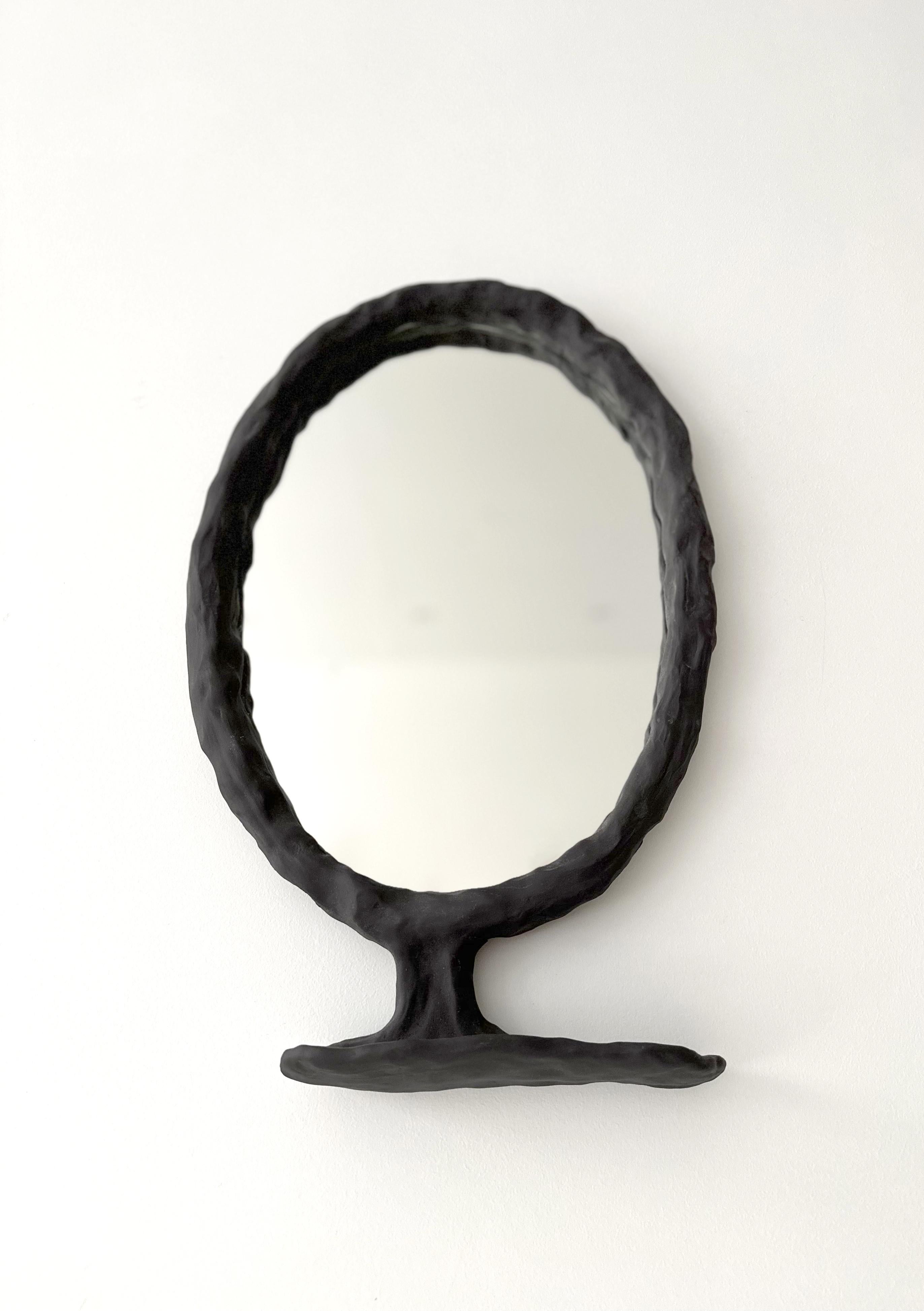 Other Set of Abstract Wood Mirror and Little Shelf by Atelier Monochrome For Sale