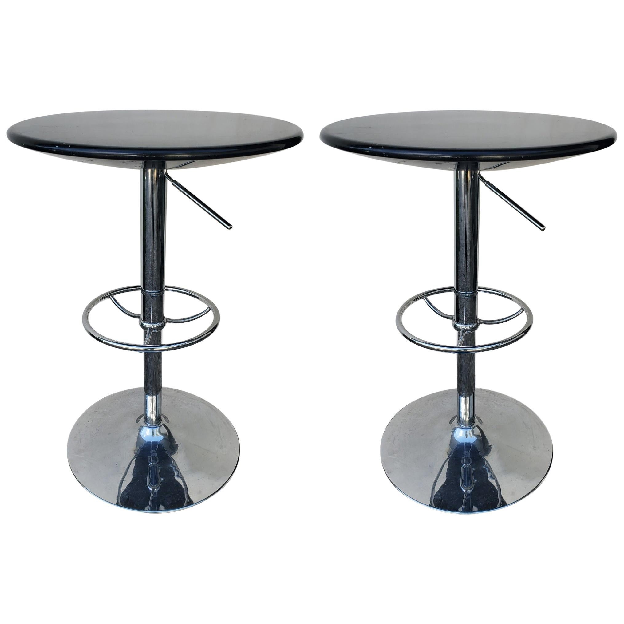 Set of Adjustable Contemporary Modern Cocktail Chrome Cocktail Tables For Sale