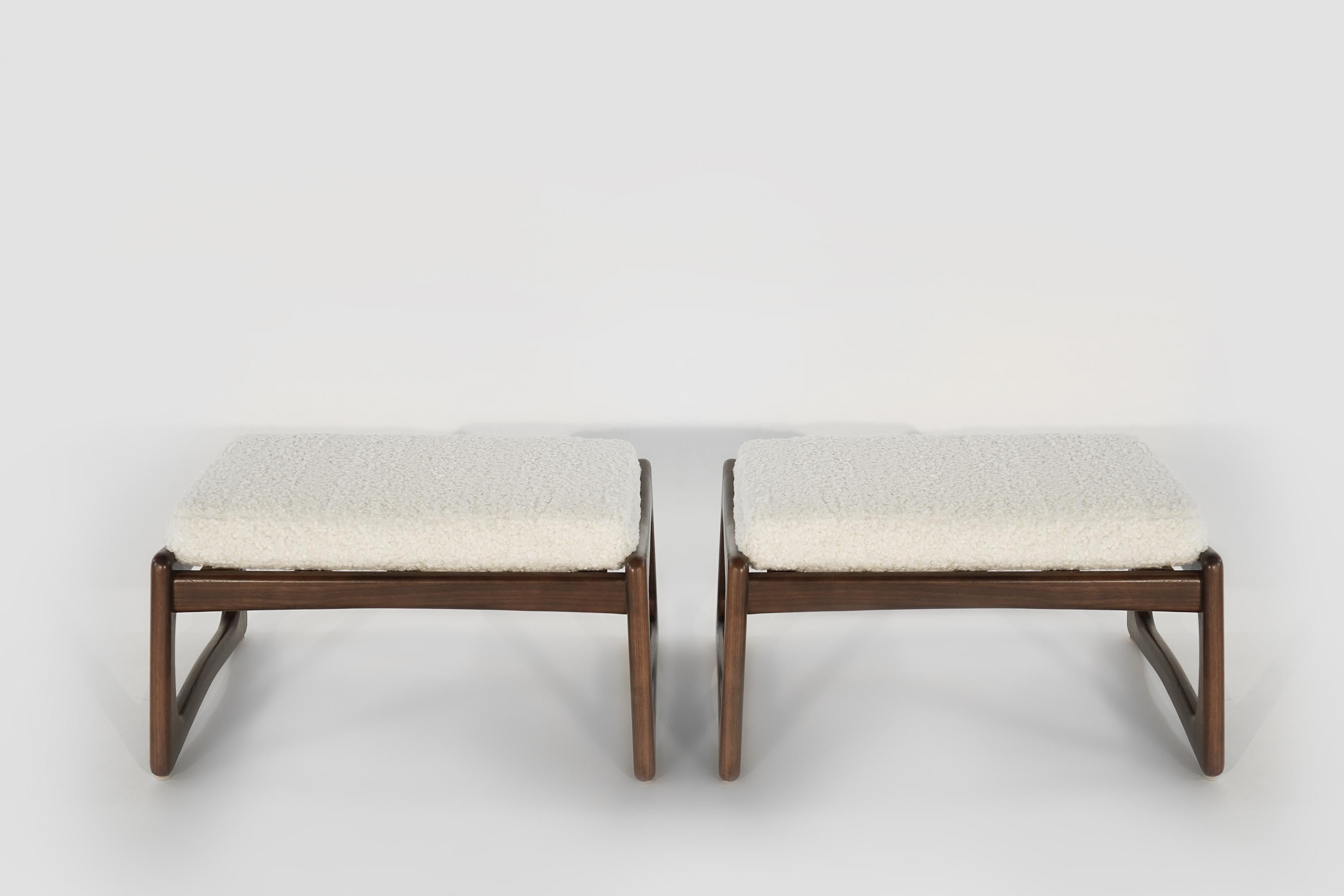 Mid-Century Modern Set of Adrian Pearsall for Crafts Associates Footstools in Bouclé, 1950s