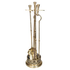 Set Of Aesthetic Movement Brass Fire tools And Stand