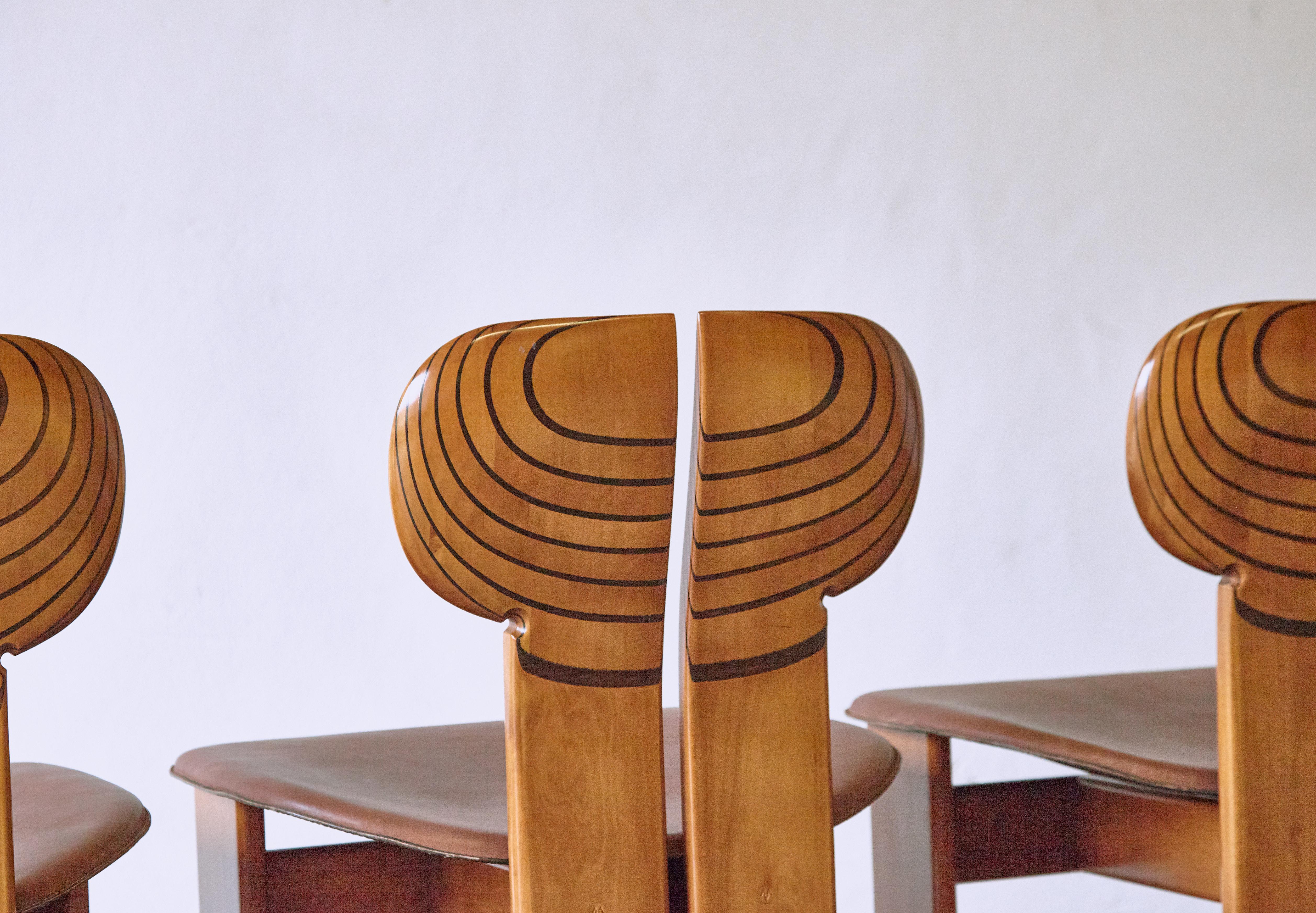 Set of Africa Chairs Afra & Tobia Scarpa Maxalto Artona Series Italy 1970s-1980s 2