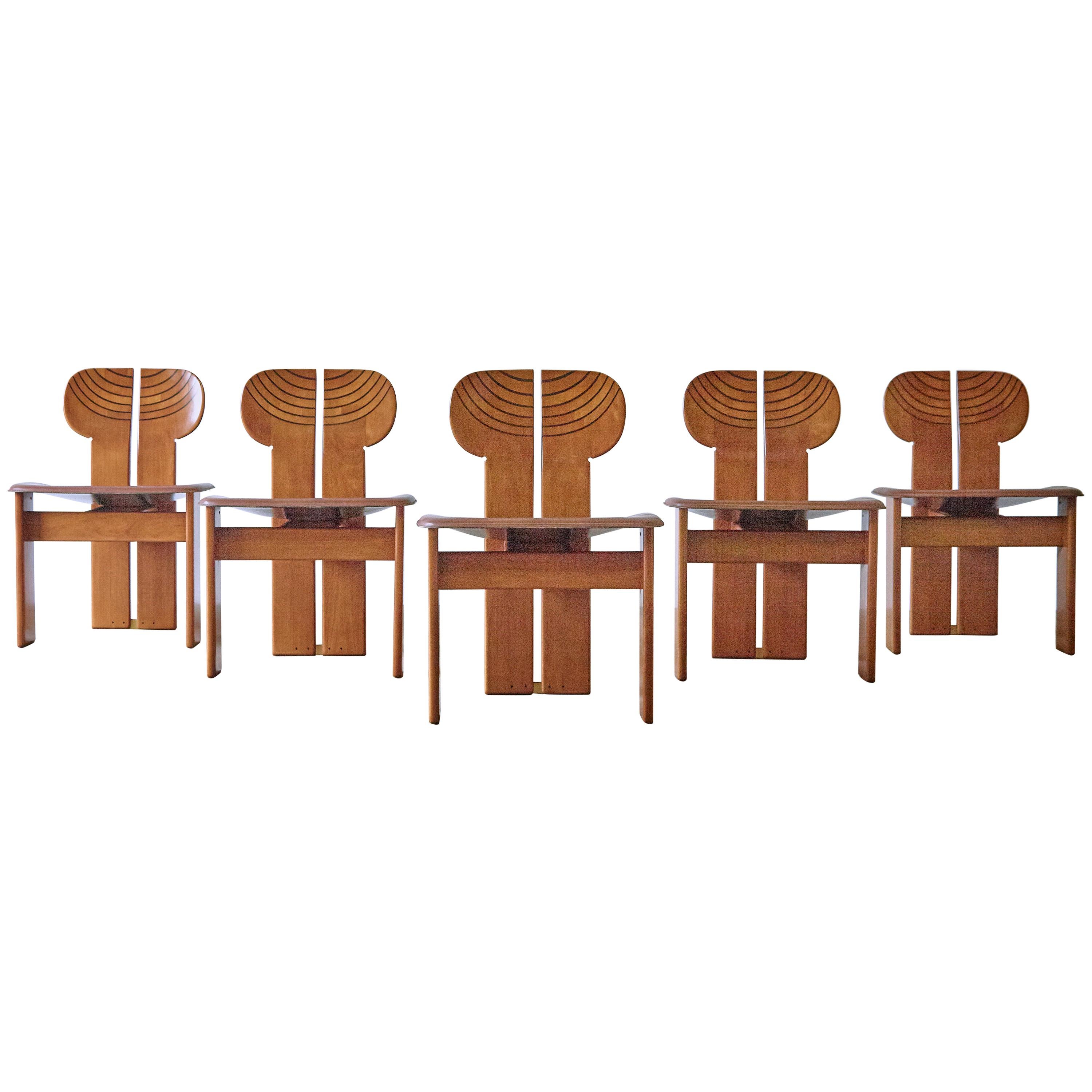 Set of Africa Chairs Afra & Tobia Scarpa Maxalto Artona Series Italy 1970s-1980s