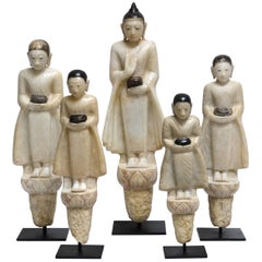 Set of Alabaster Buddha and Disciples TD 1043 Set of Alabaster Buddha and Disciples TD 1043
