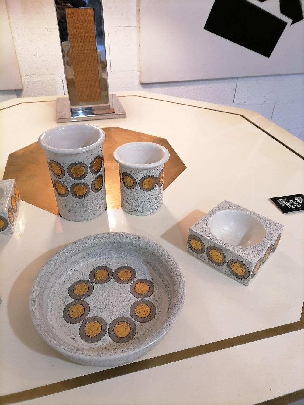 Italian Set of Aldo Londi Ceramic Pottery by Bitossi For Sale