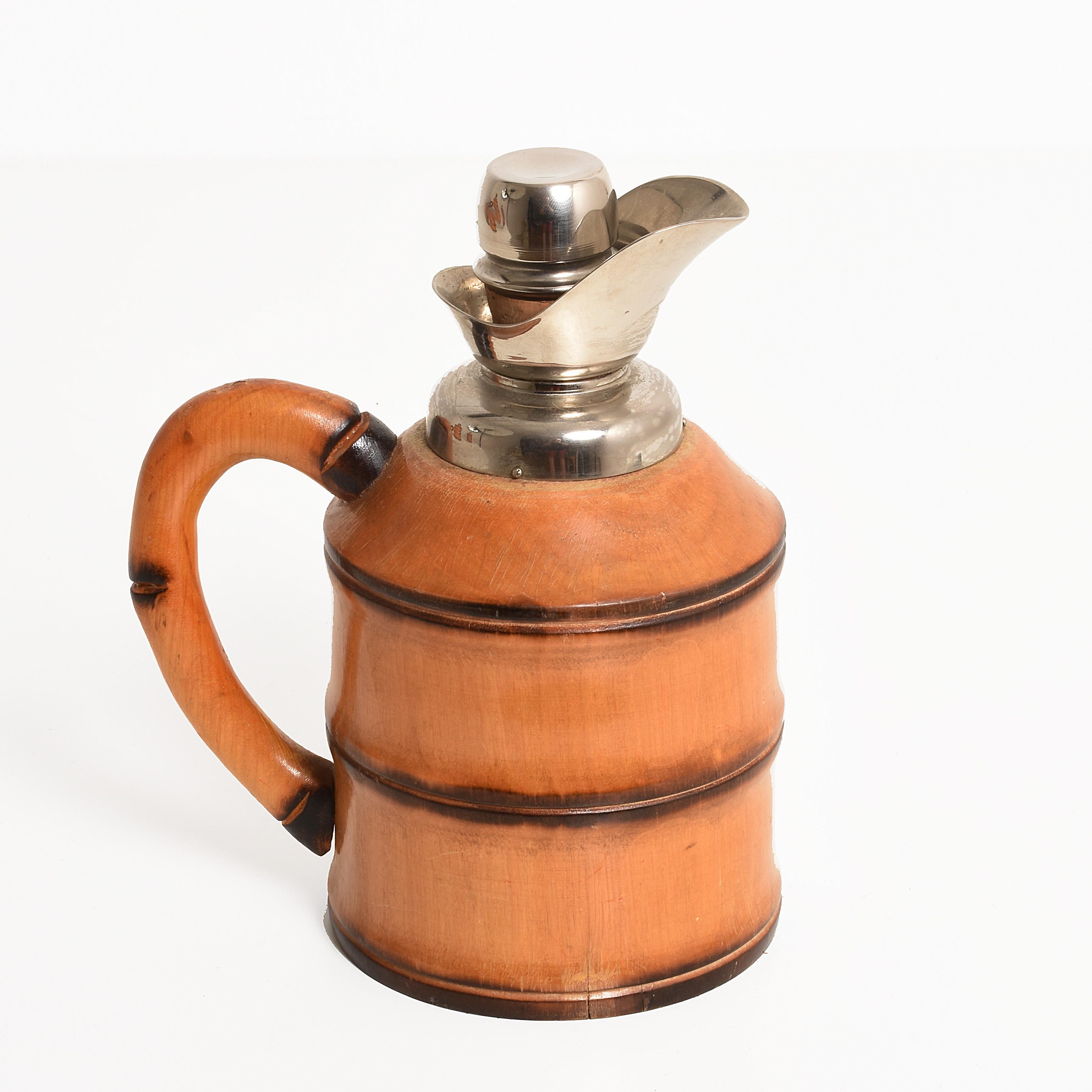 Mid-Century moderno Set di thermos italiani in bambù e metallo di Aldo Tura, 1950, per Macabo