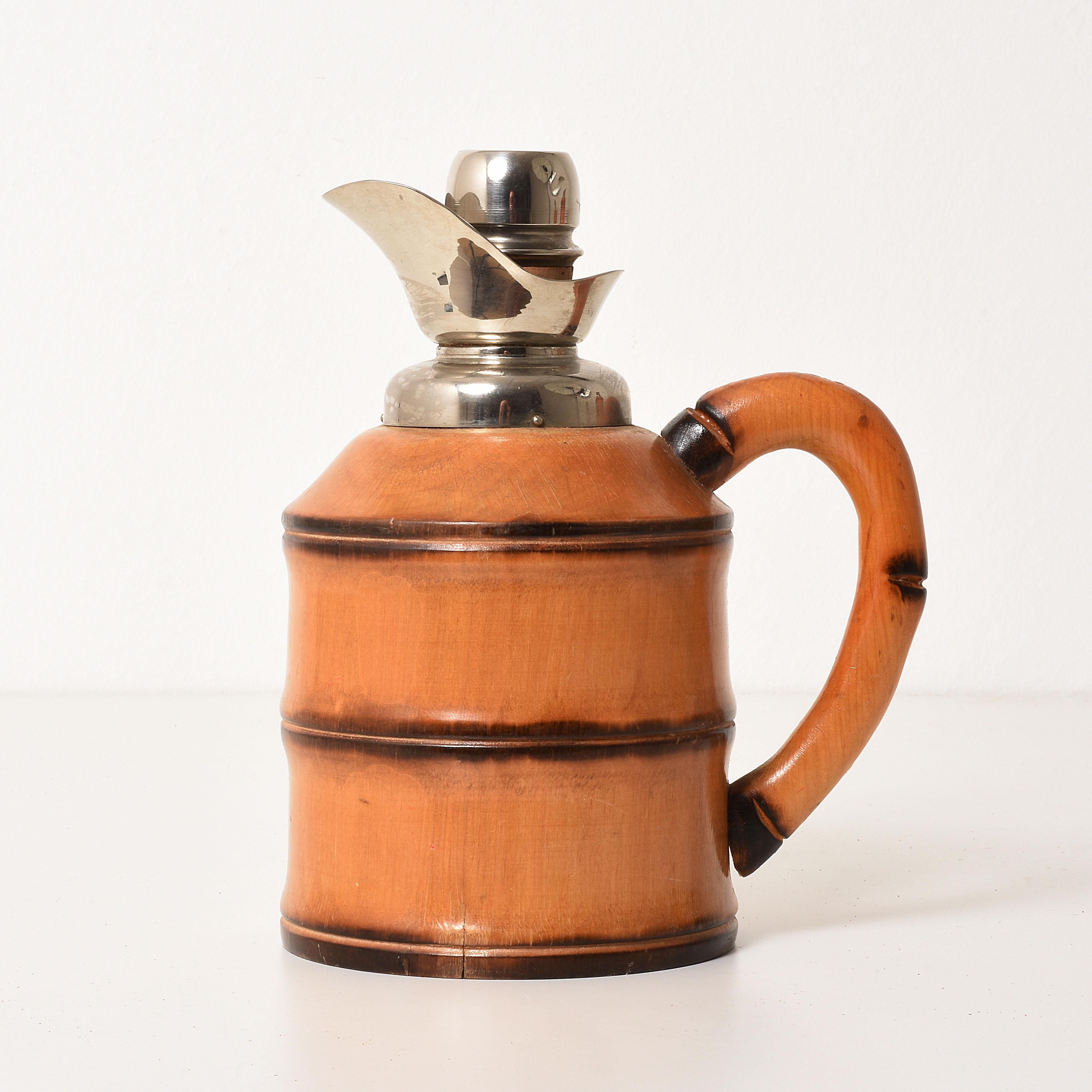Metà XX secolo Set di thermos italiani in bambù e metallo di Aldo Tura, 1950, per Macabo
