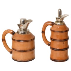 Set di thermos italiani in bambù e metallo di Aldo Tura, 1950, per Macabo