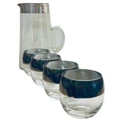 Set di 4 bicchieri e brocca di vetro Allegro di Dorothy Thorpe, metà del secolo scorso