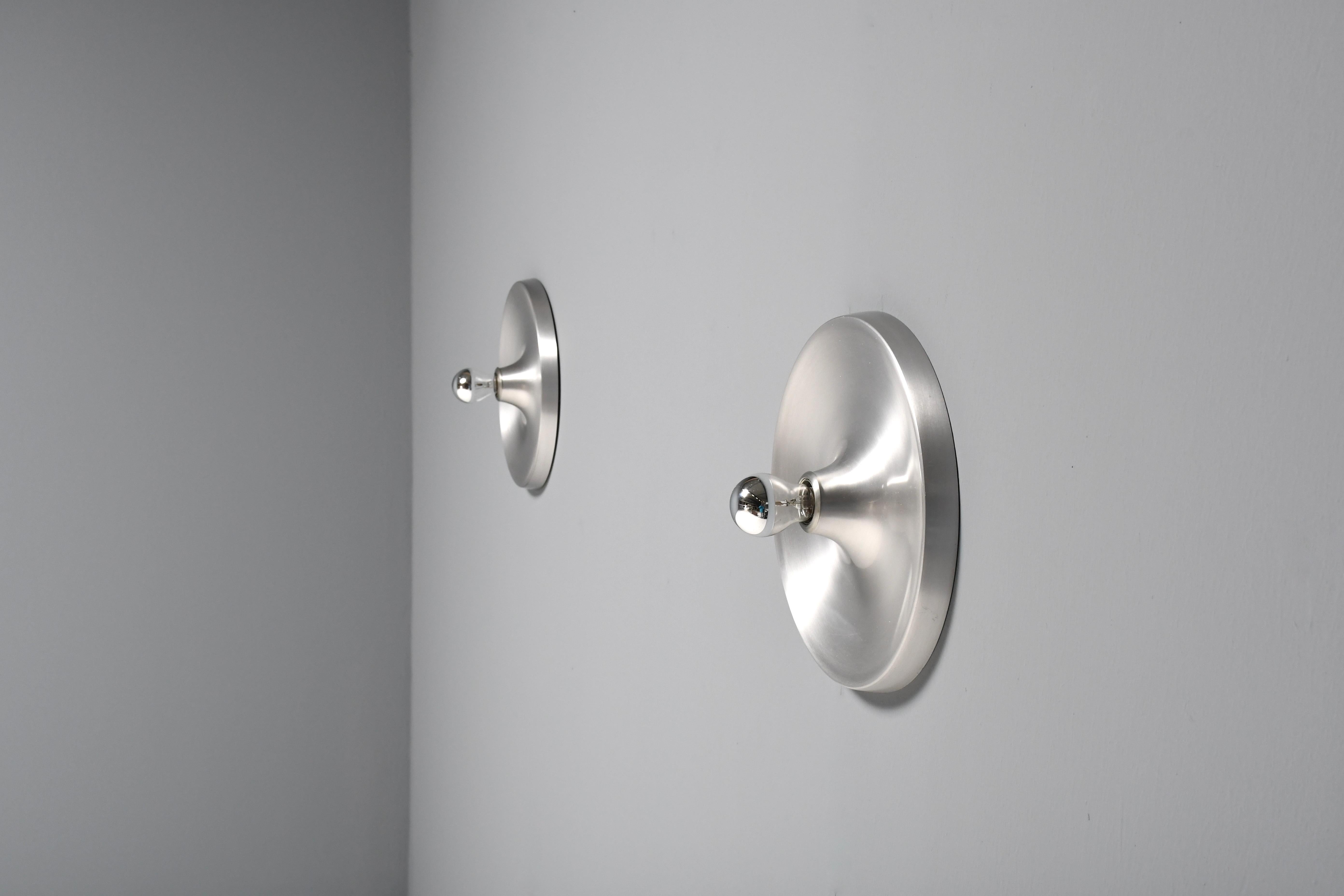 German Set of Aluminum Sconces Used by Charlotte Perriand in Les Arcs, France, 1970s