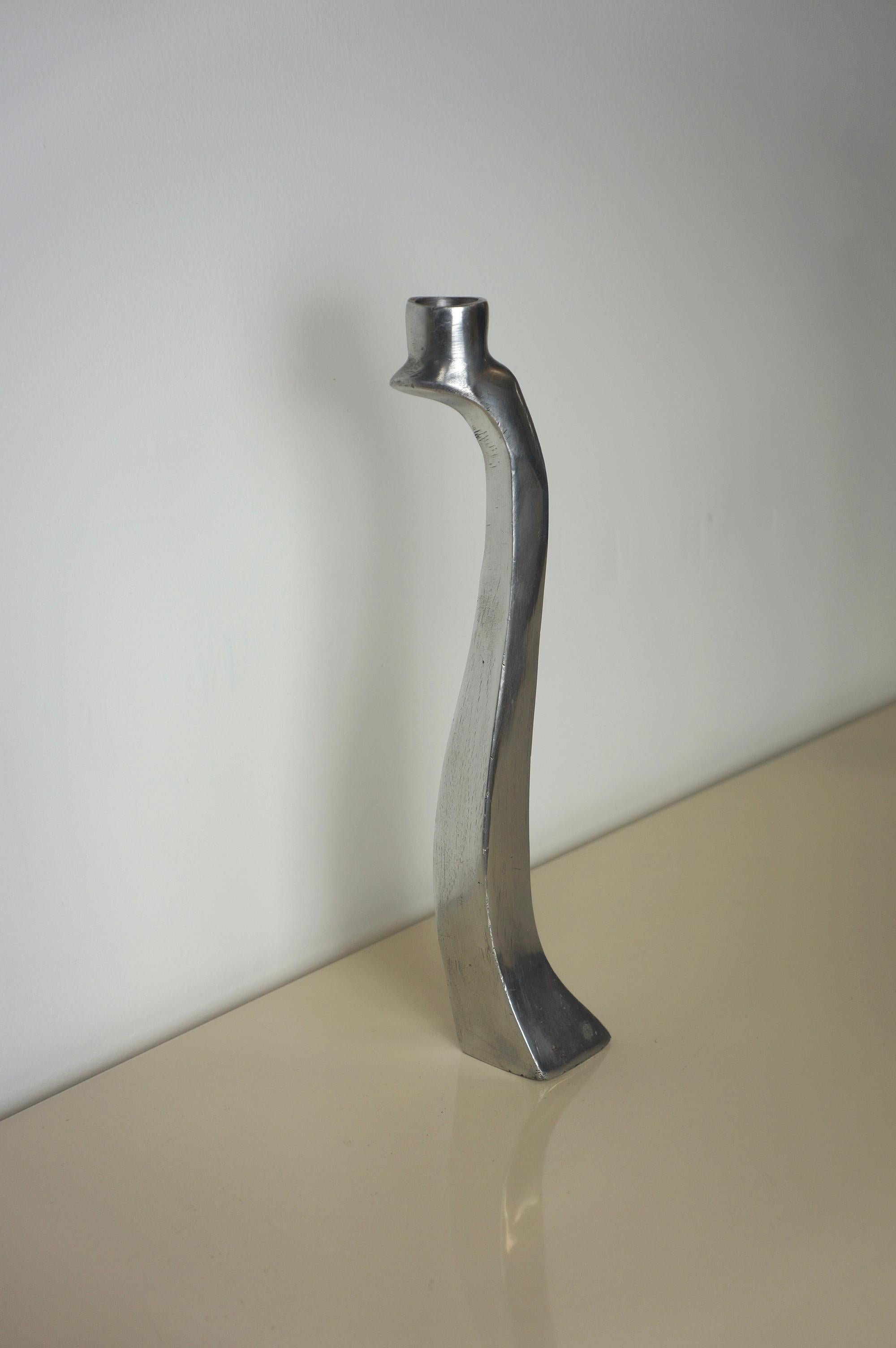 Late 20th Century Set Of Aluminum Sculptural Biomorphic Candlesticks For Sale