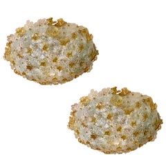 Set of Amber and Clear Millefiori Glass Light Fixtures, Sold Individually