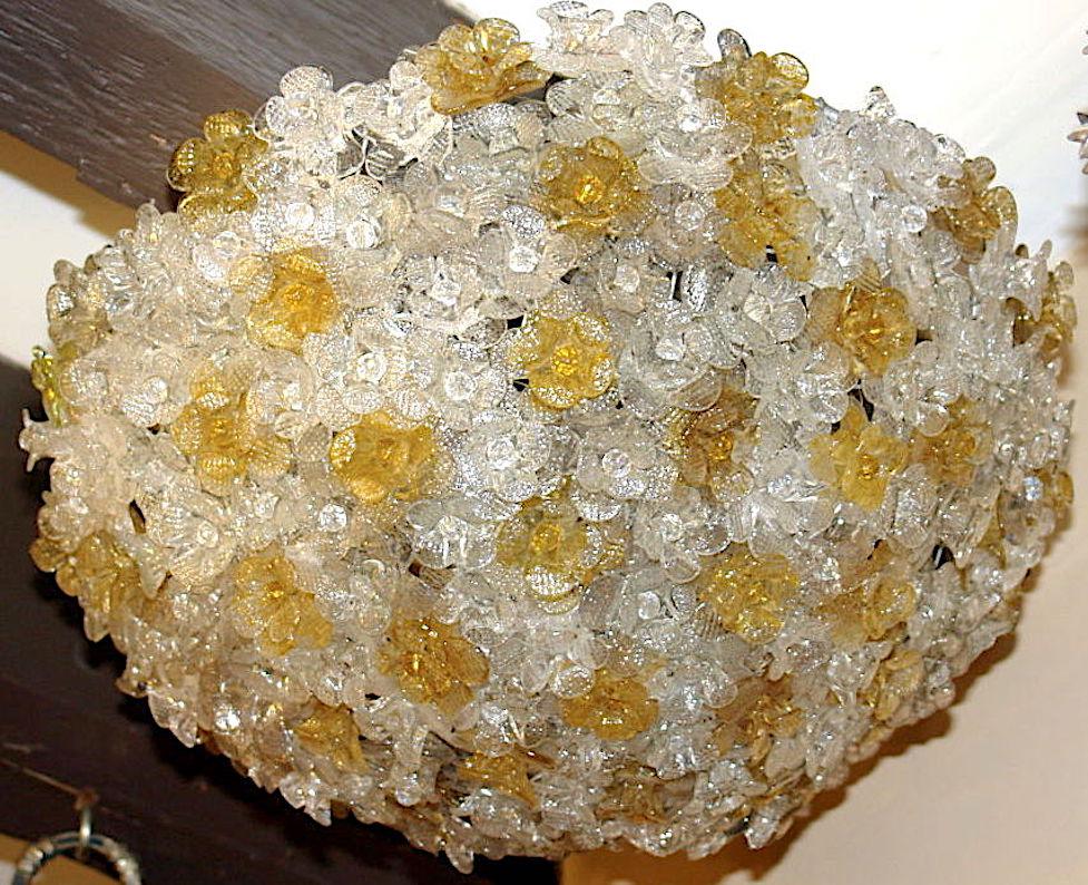 Molded Set of Amber and Clear Millefiori Glass Light Fixtures, Sold Individually For Sale