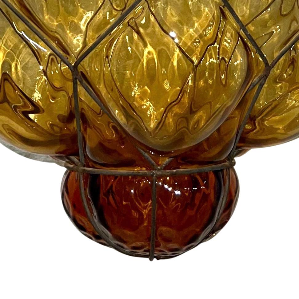 Set of Amber Glass Lanterns, Sold Individually   In Good Condition For Sale In New York, NY