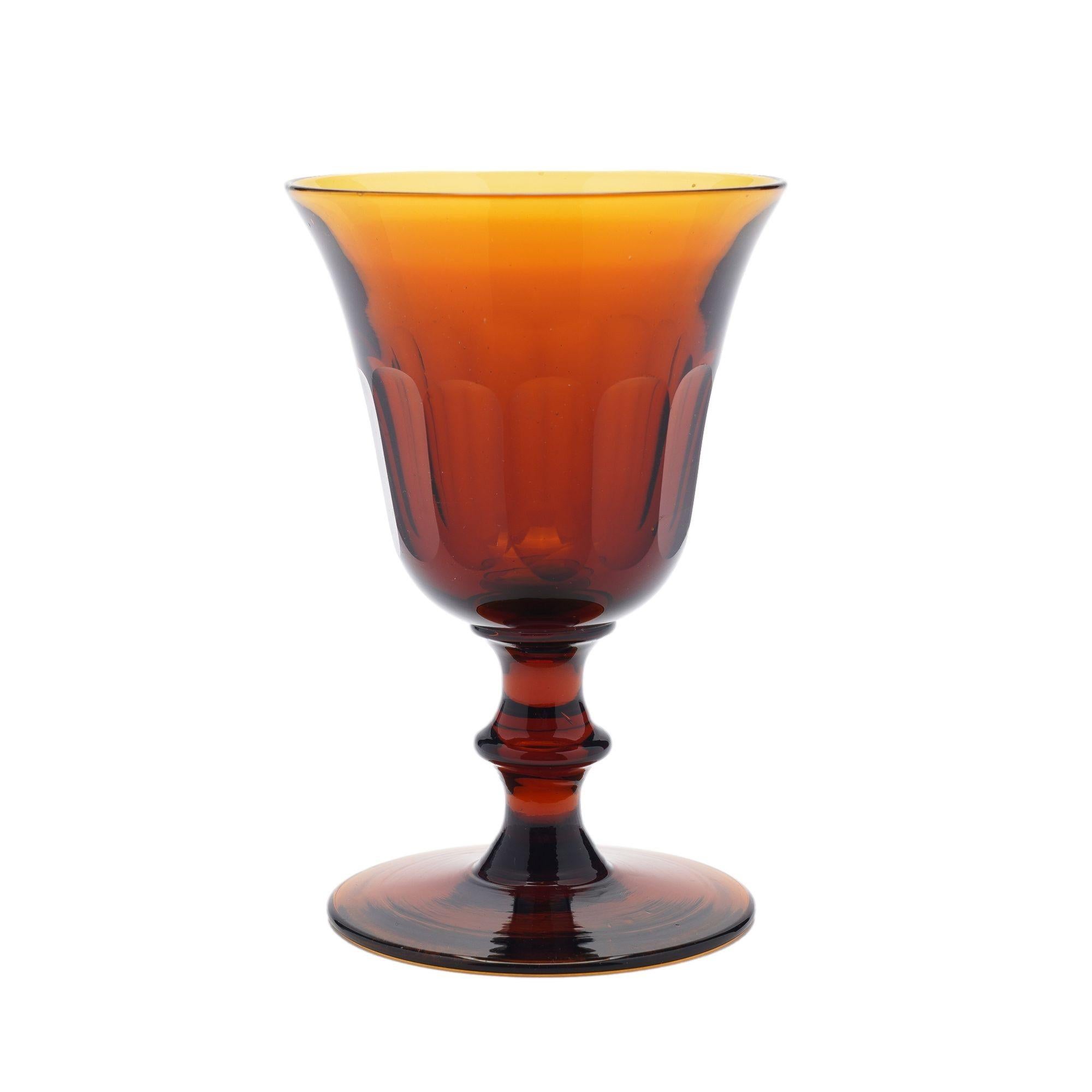 Set of amber glass stemware with decanter attributed to Phineas Dummer, c. 1830 For Sale 6