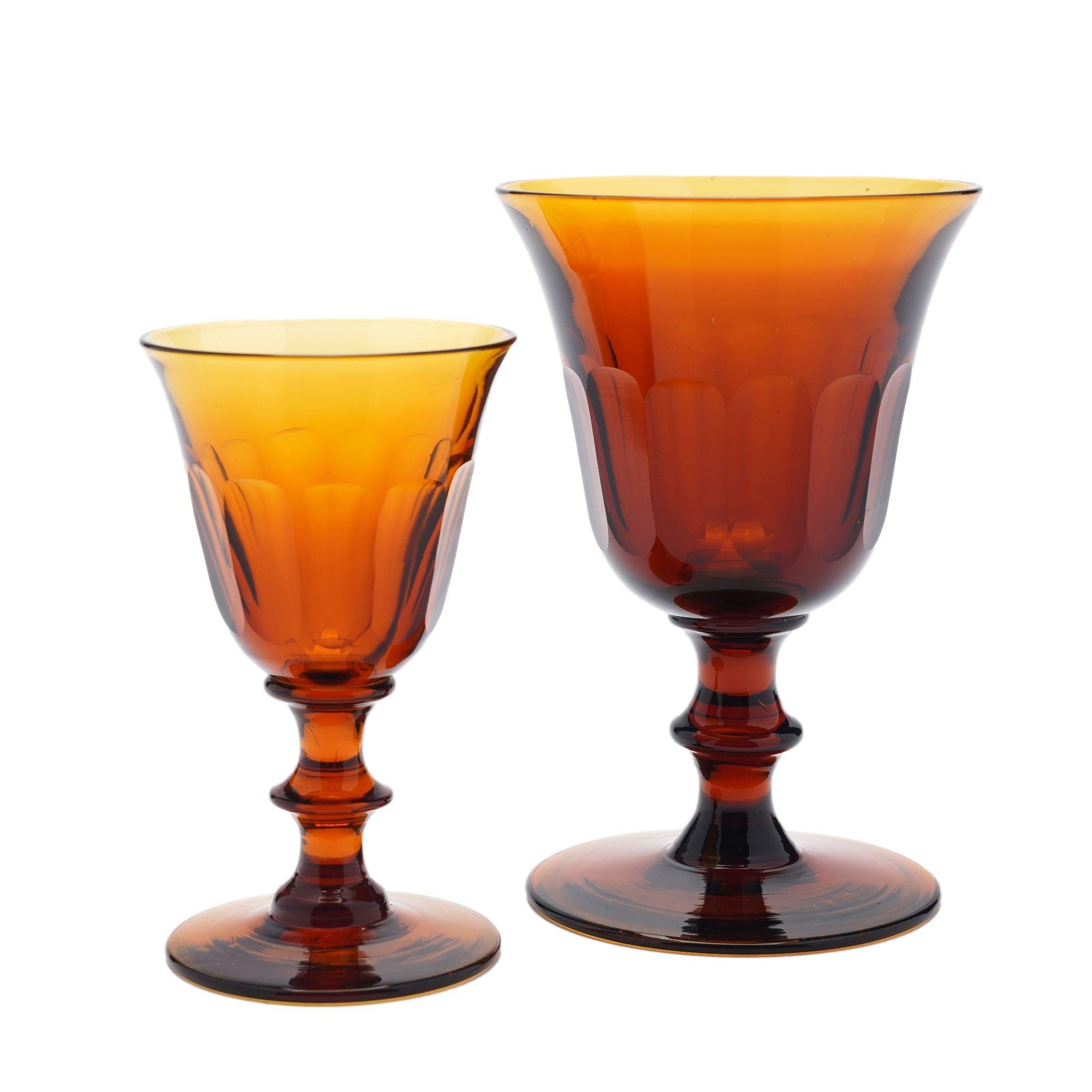 Set of amber glass stemware with decanter attributed to Phineas Dummer, c. 1830 For Sale 9