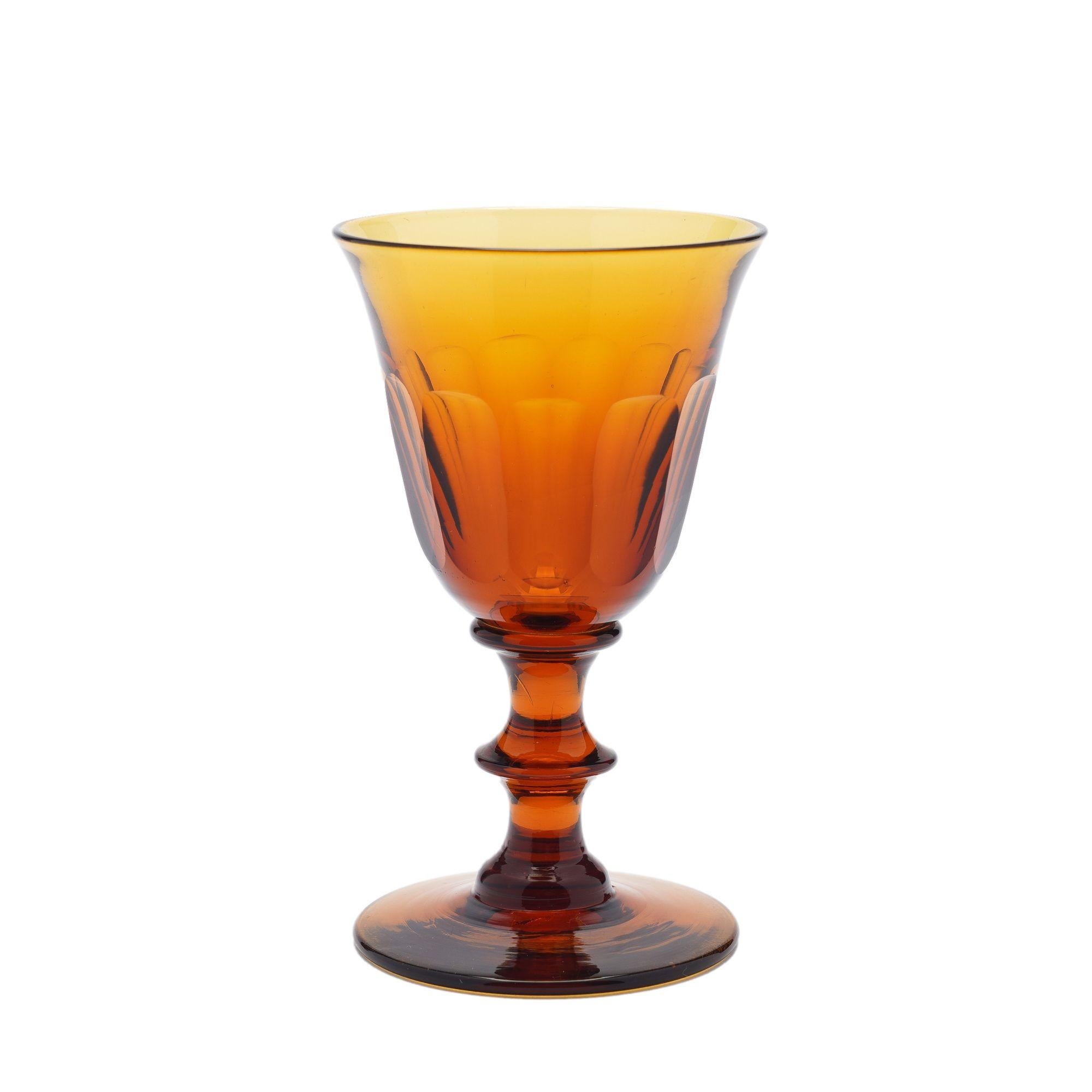 Set of amber glass stemware with decanter attributed to Phineas Dummer, c. 1830 For Sale 10
