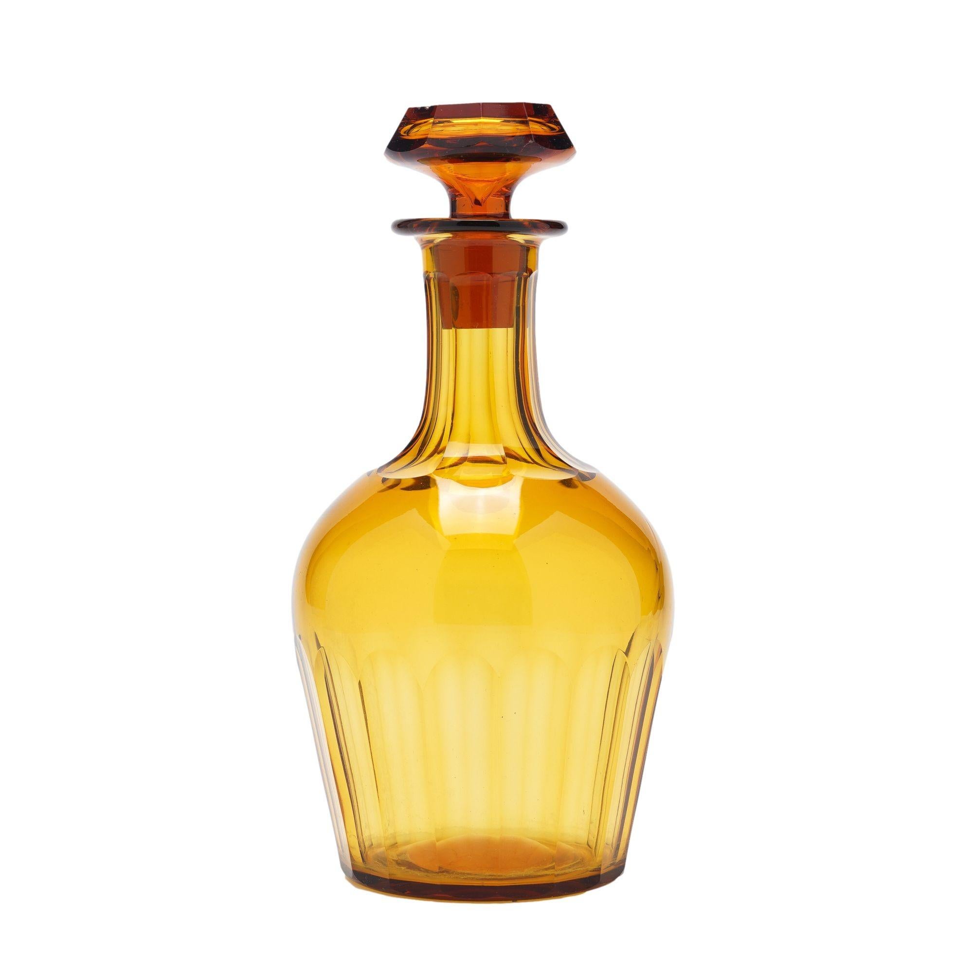 Set of amber glass stemware with decanter attributed to Phineas Dummer, c. 1830 For Sale 1
