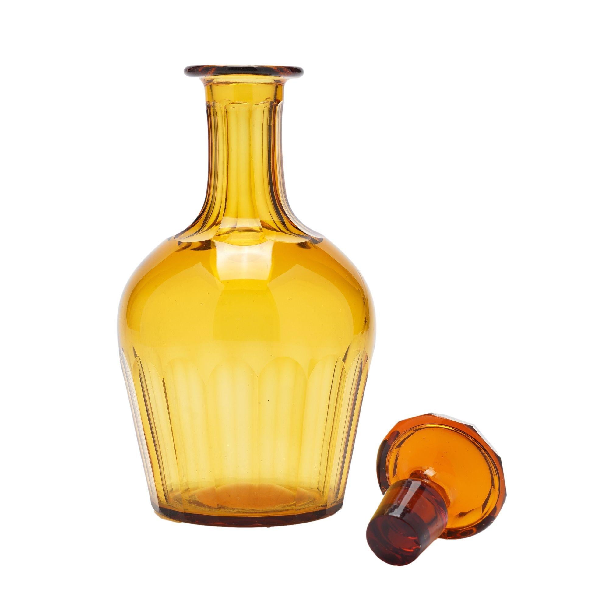 Set of amber glass stemware with decanter attributed to Phineas Dummer, c. 1830 For Sale 2